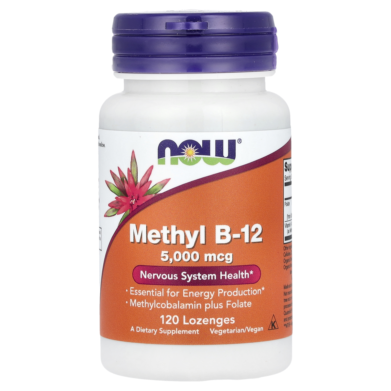 Вітамін B12, Now Foods Methyl B-12, 5000 мкг, 120 пастилок