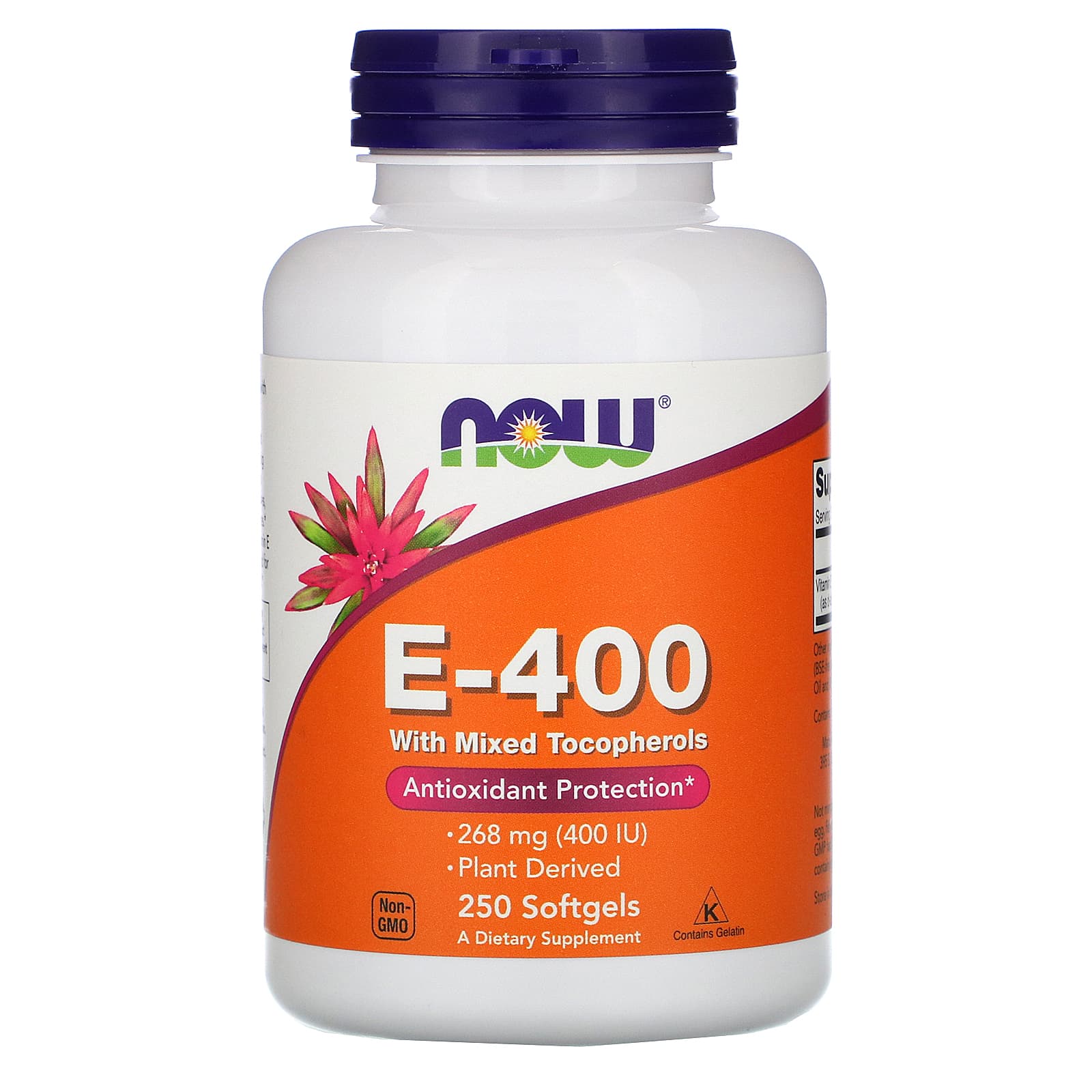 Вітамін Е зі змішаними токоферолами, Now Foods E-400 with Mixed Tocopherols, 400 МО, 250 м'яких капсул