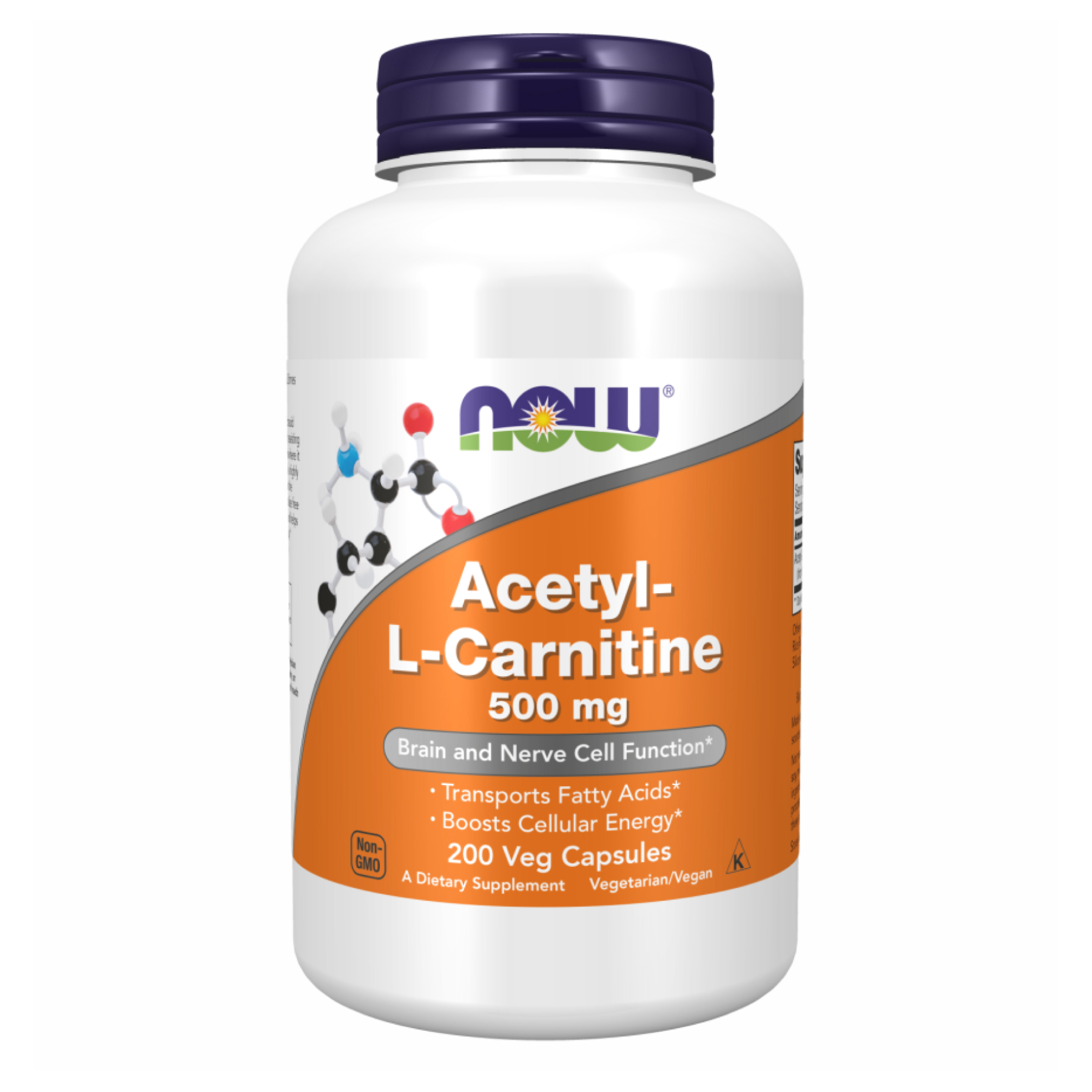 Ацетил L-карнітин, Now Foods Acetyl-L-Carnitine, 500 мг, 200 вегетаріанських капсул