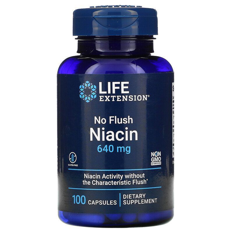Ніацин (Вітамін B3), Life Extension No Flush Niacin, 640 мг, 100 капсул