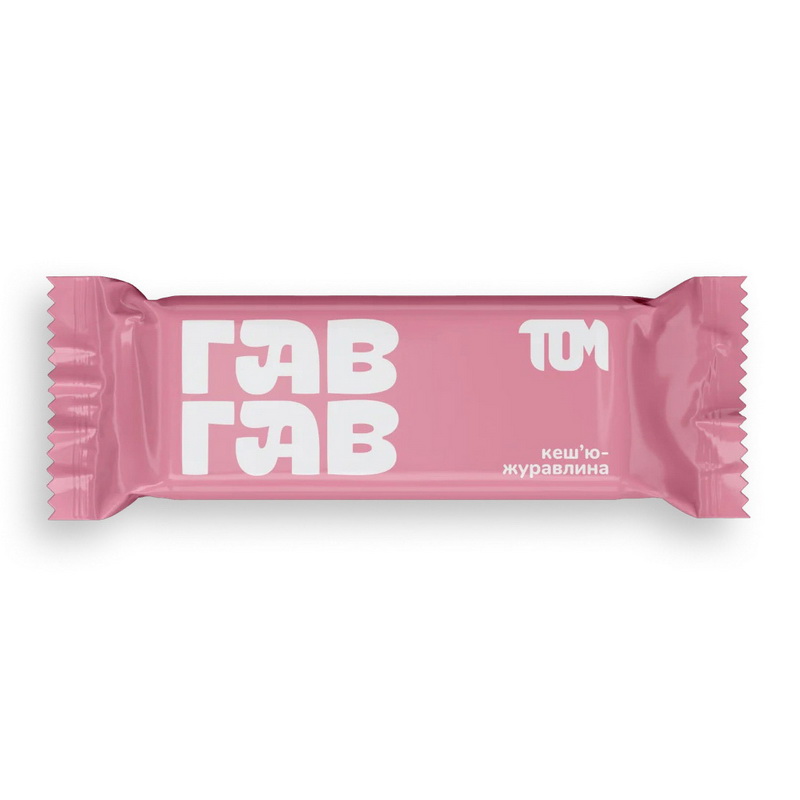 Батончик горіховий, TOM peanut butter, 45 г (Кеш'ю-журавлина)