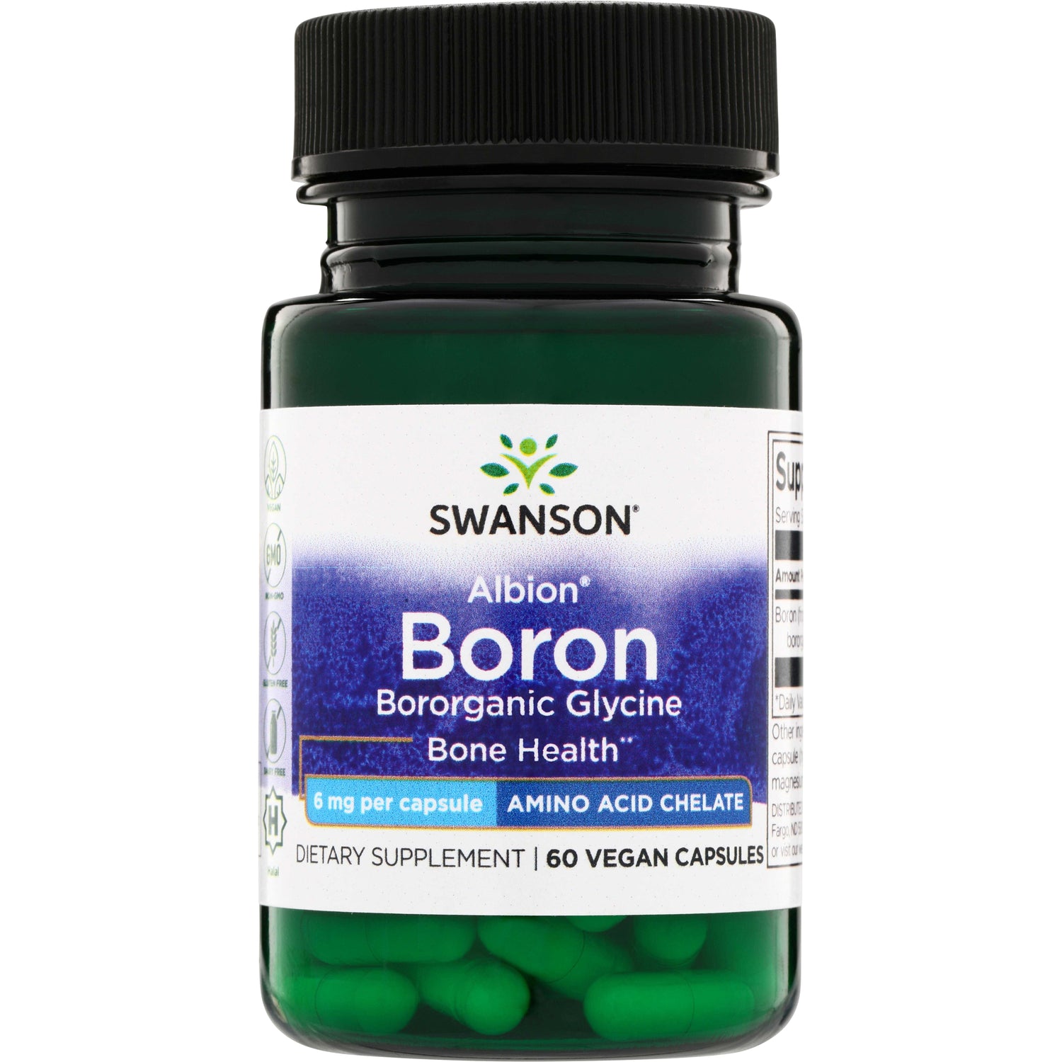 Бор, Swanson Boron Boroganic Glycine, 6 мг, 60 капсул