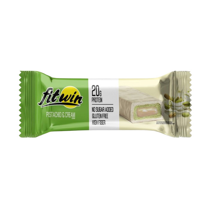 Протеїновий батончик без цукру, Fitwin Bar No Sugar Added, 60 г (Фісташка з кремом)