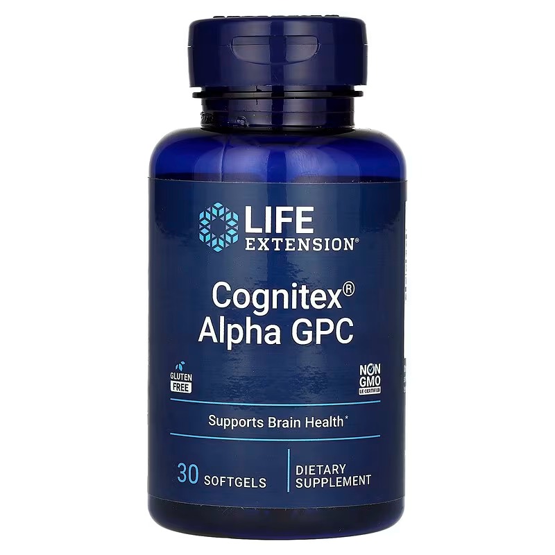 Підтримка когнітивної функції та пам'яті, Life Extension Cognitex Alpha GPC, 30 м'яких капсул