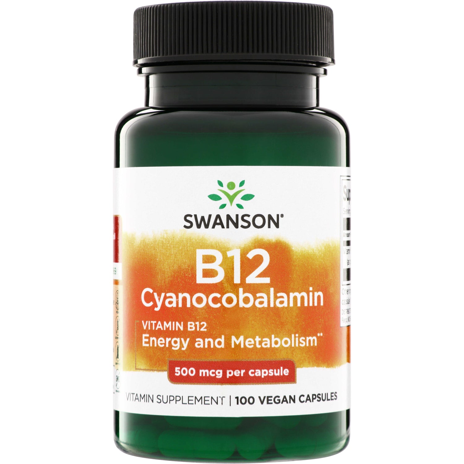 Вітамін B12, Swanson Vitamin B-12, 500 мкг, 100 вегетаріанських капсул