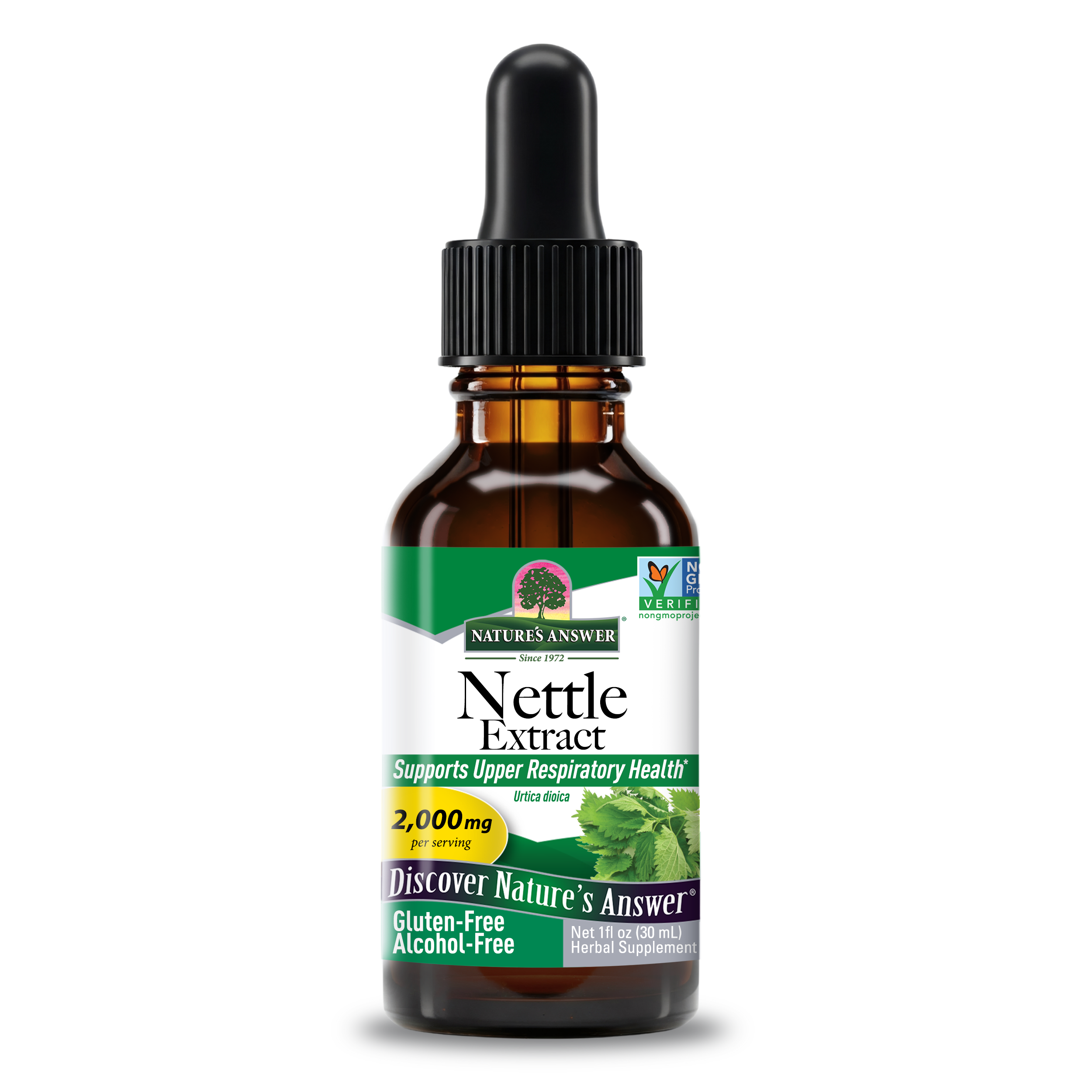 Екстракт кропиви, Nature's Answer Nettle Extract, 2000 мг, 30 мл
