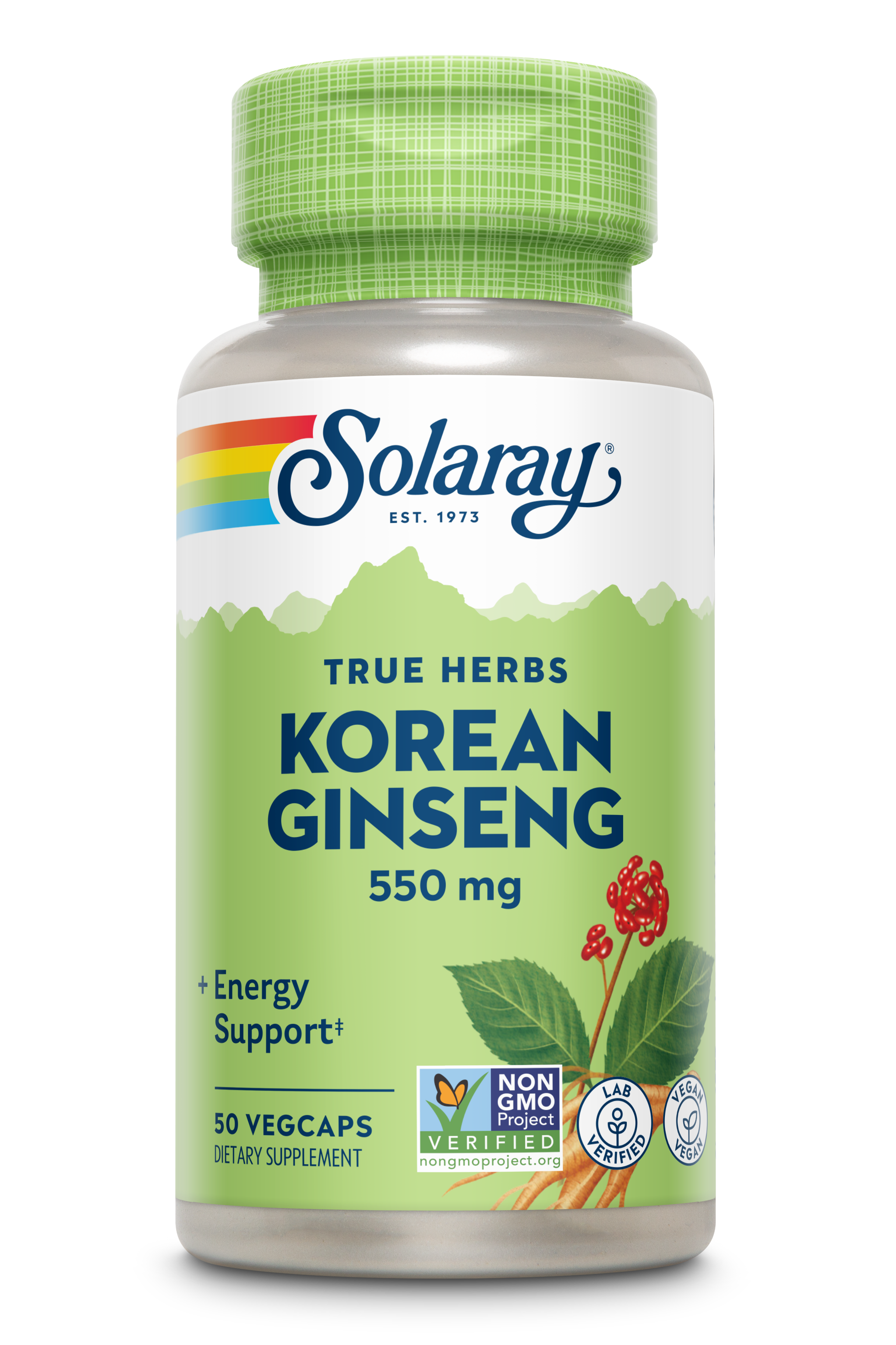 Корінь корейського женьшеню, Solaray Korean Ginseng Root, 550 мг, 50 вегетаріанських капсул