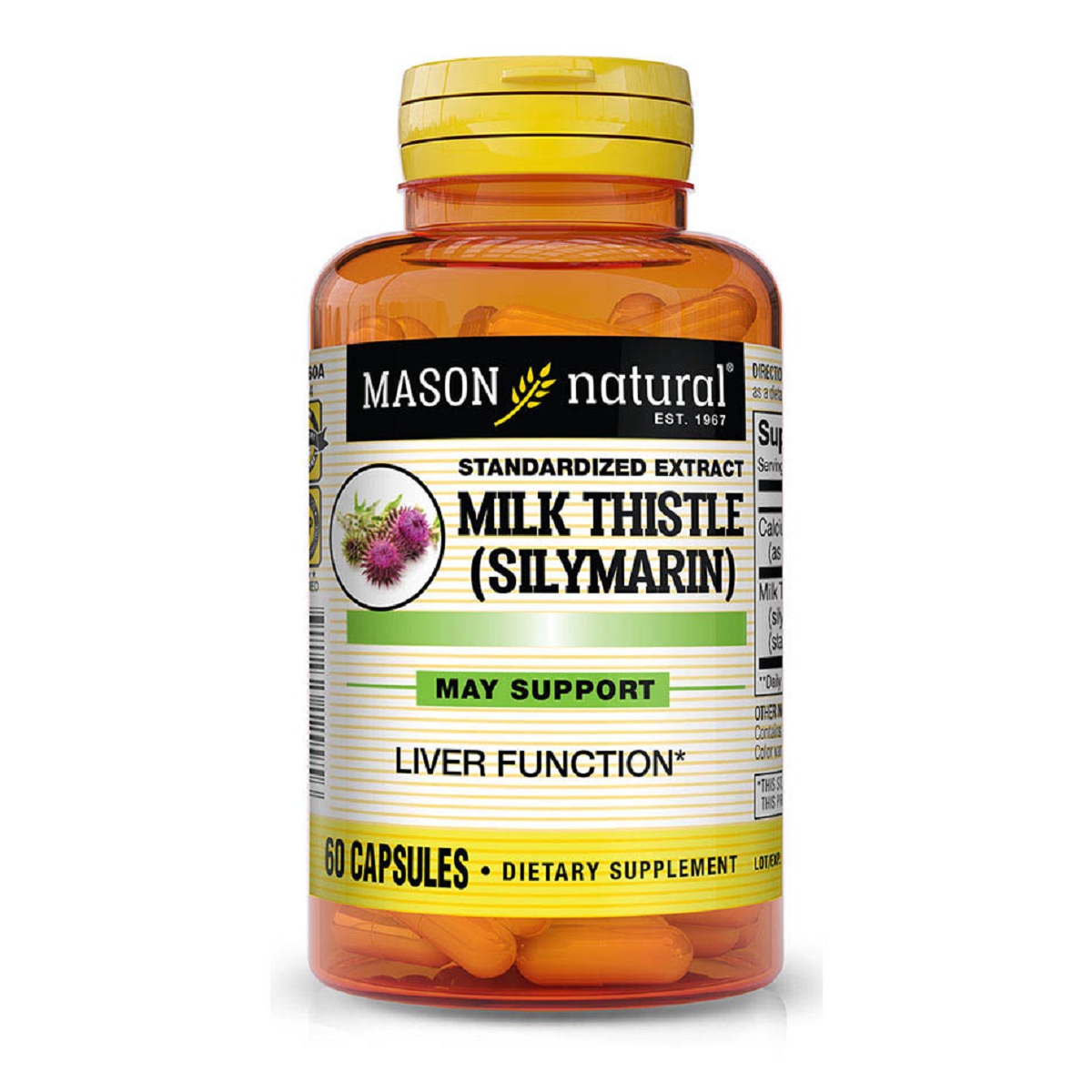 Розторопша (Сілімарін), Mason Natural Milk Thistle (Silymarin), 60 капсул