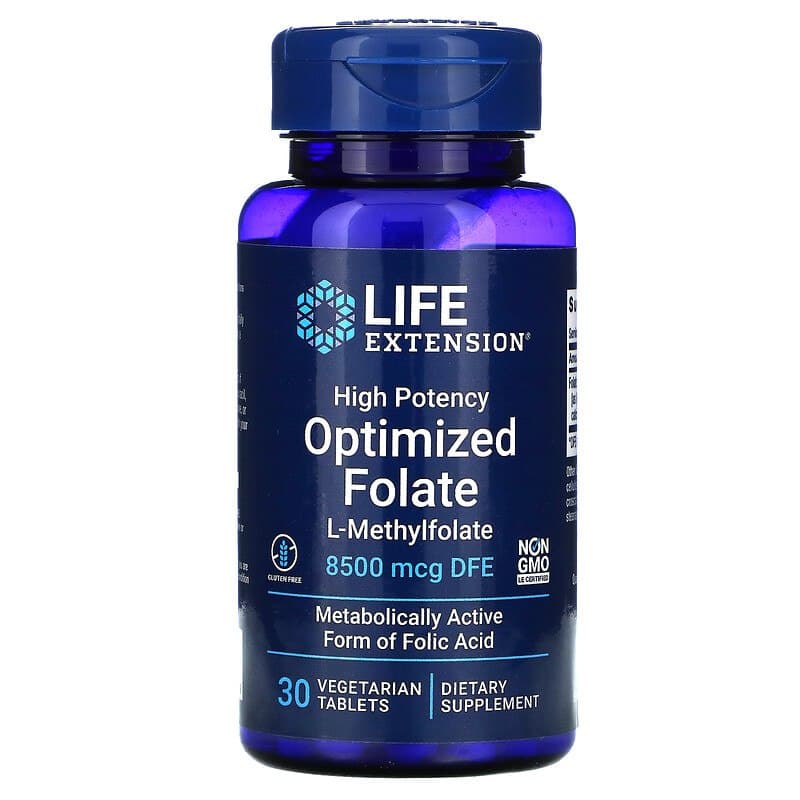 Фолат оптимізований, Life Extension High Potency Optimized Folate, 8500 мкг, 30 таблеток