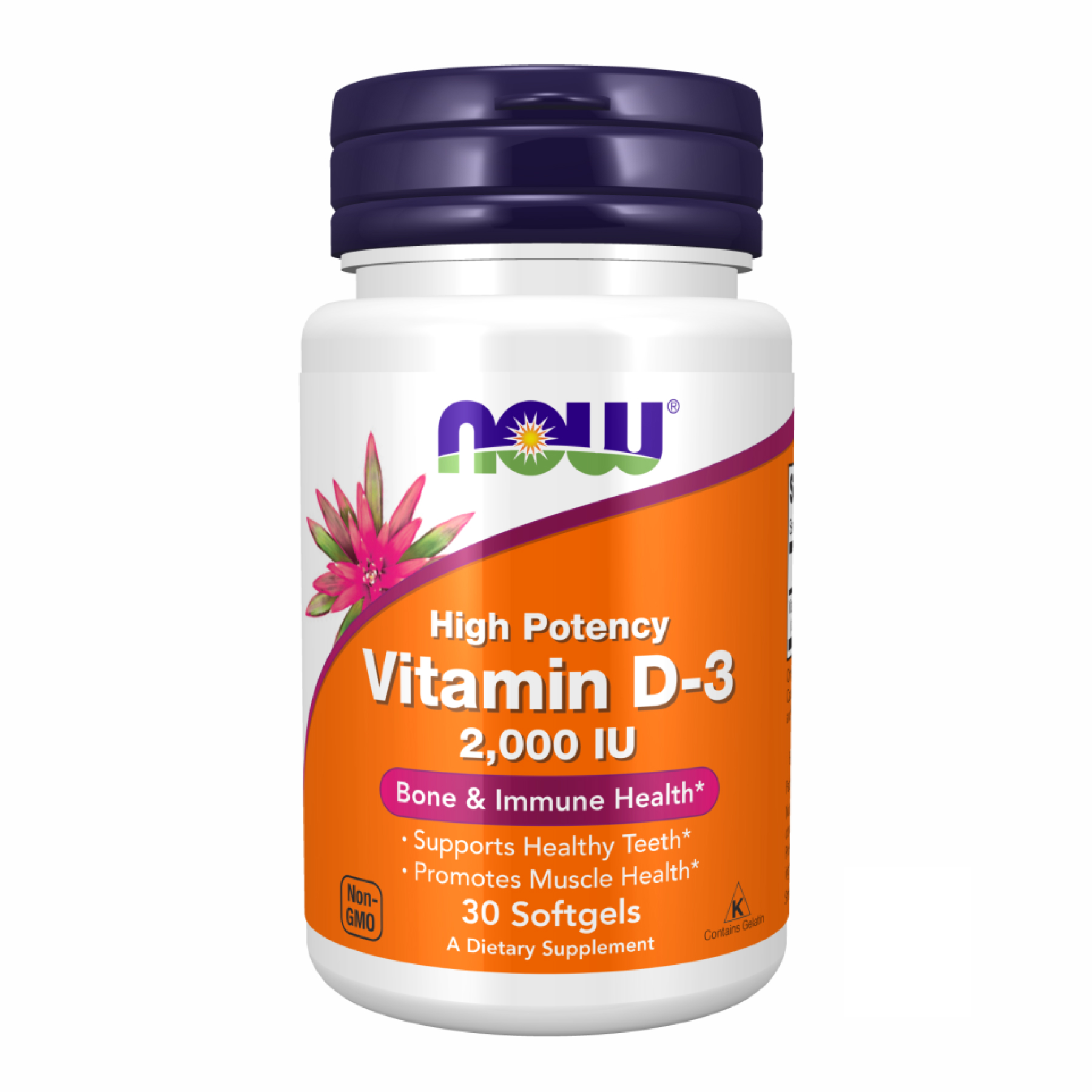Вітамін D3, Now Foods Vitamin D-3 High Potency, 2000 МО, 30 м'яких капсул