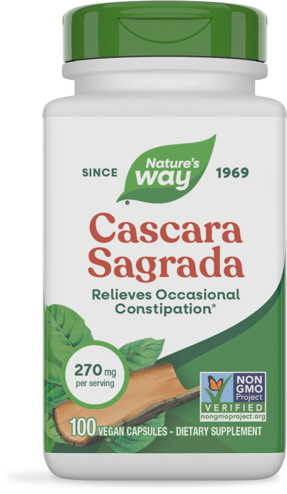 Каскара саграда, Nature's Way Cascara Sagrada, 350 мг, 100 вегетаріанських капсул