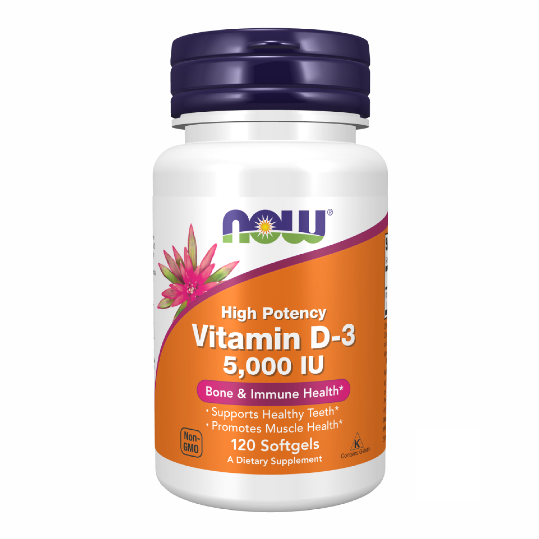 Вітамін D3, Now Foods Vitamin D-3 High Potency, 5000 МО, 120 м'яких капсул