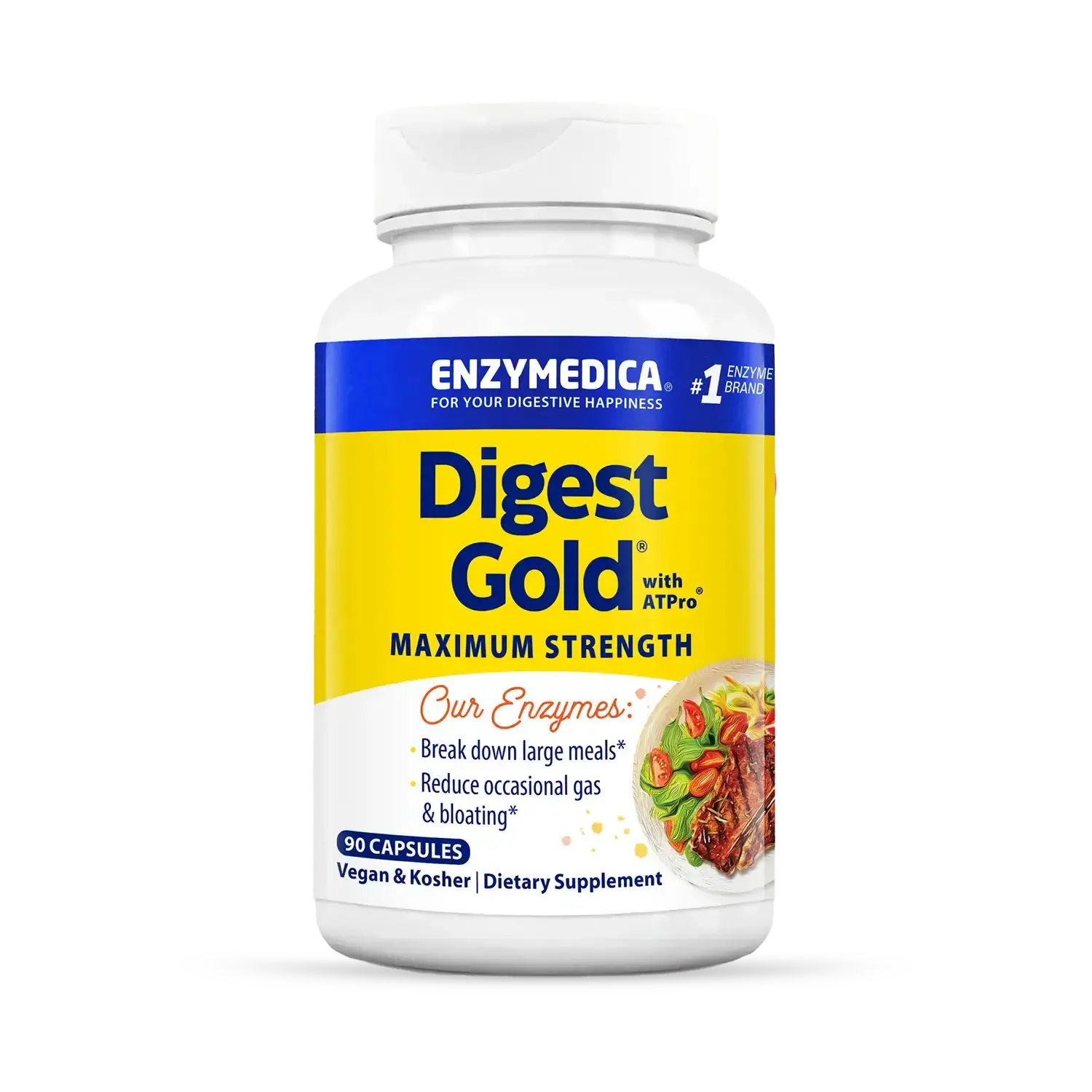 Травні ферменти, Enzymedica Digest Gold with ATPro, 90 вегетаріанських капсул