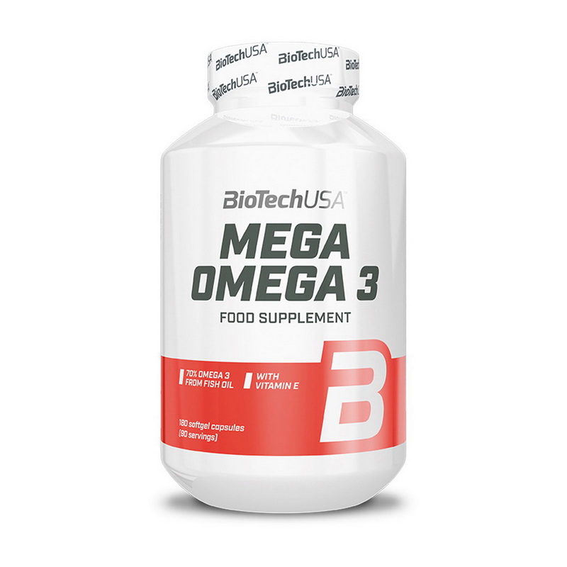 Омега-3 жирные кислоты, BioTech Mega Omega 3, 180 капсул