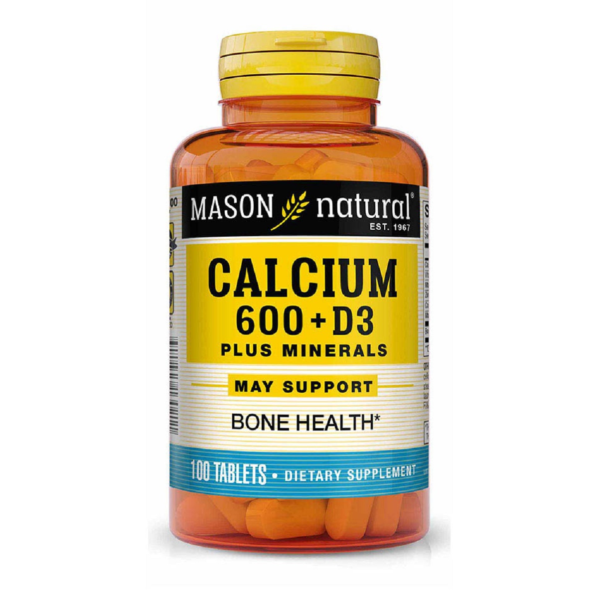 Кальцій та вітамін D3 з мінералами, Mason Natural Calcium 600 mg + Vitamin D3 Plus Minerals, 100 таблеток