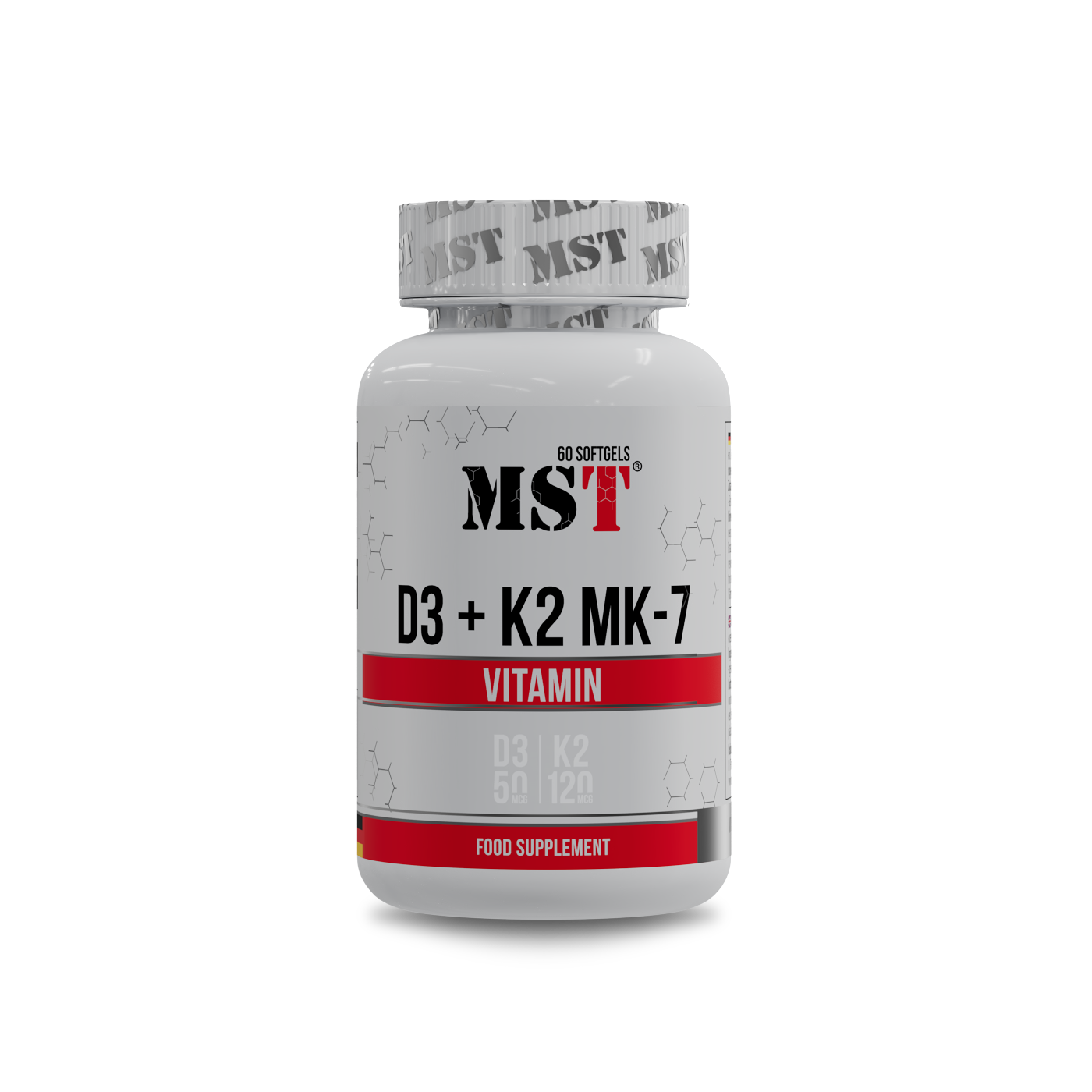 Вітамін D3 та K2, MST Vitamin D3 + K2 MK-7, 60 м'яких капсул