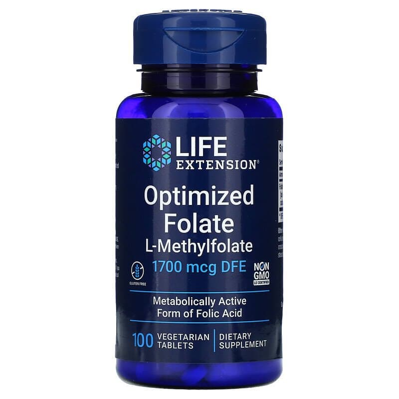 Фолат, Life Extension Optimized Folate, 1700 мкг, 100 таблеток