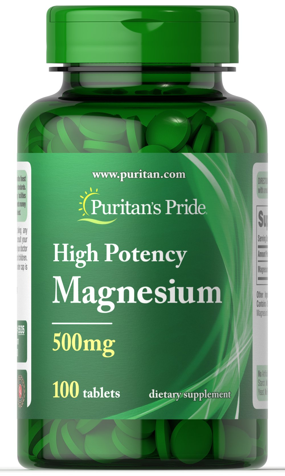 Магній, Puritan's Pride Magnesium 500 mg High Potency, 100 таблеток
