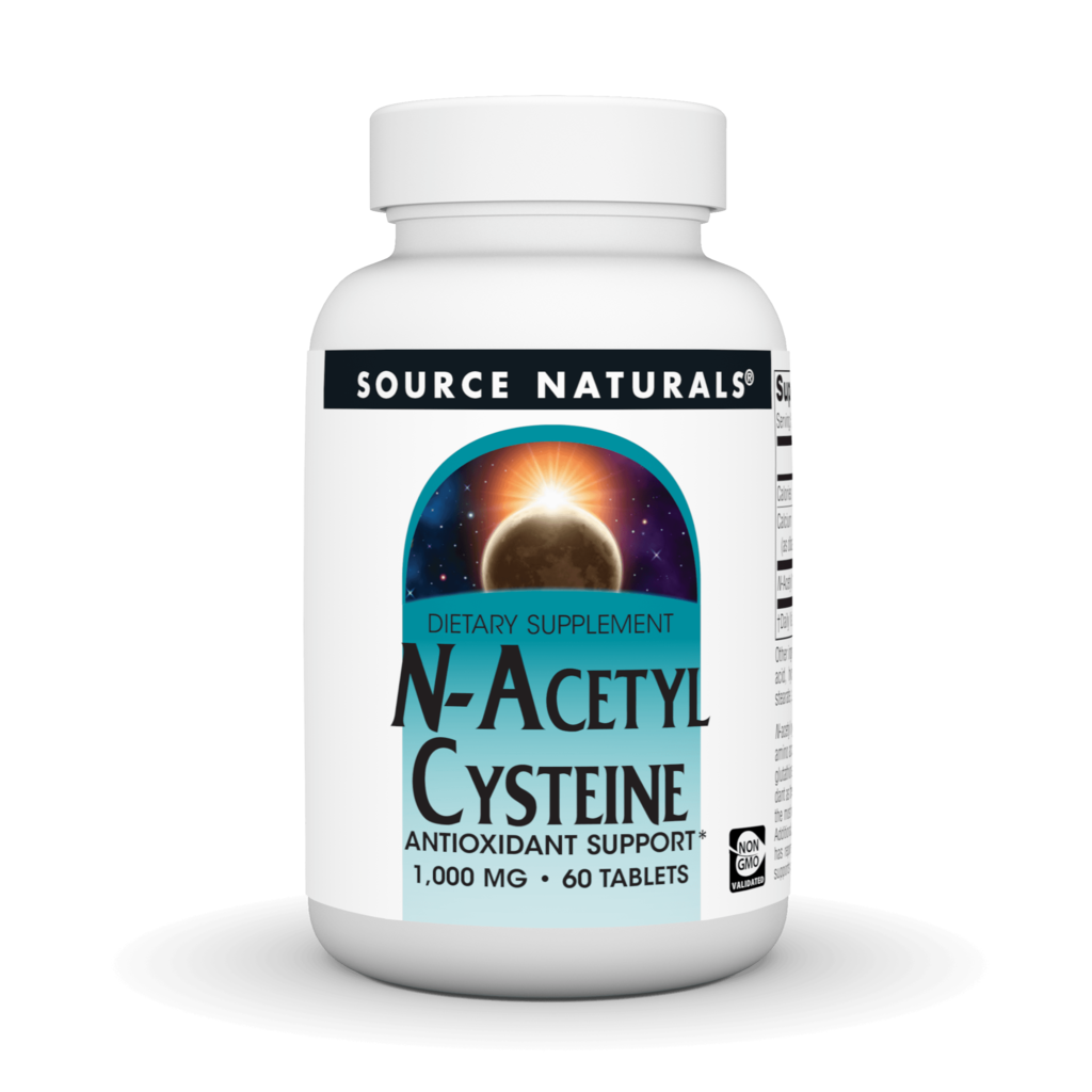 N-ацетилцистеїн, Source Naturals N-Acetyl Cysteine, 1000 мг, 60 таблеток