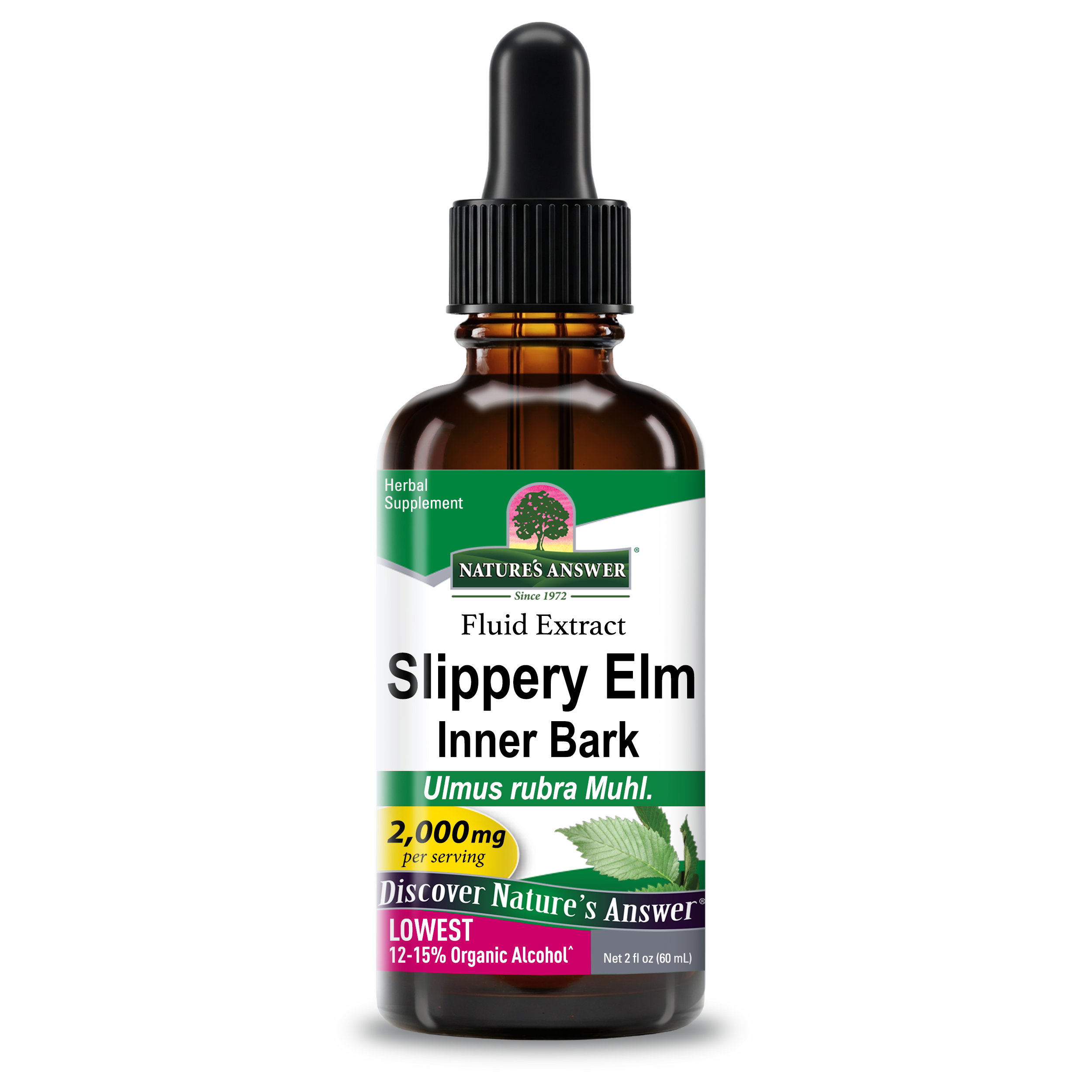 Екстракт слизького в'яза, Nature's Answer Slippery Elm Extract, 2000 мг, 60 мл