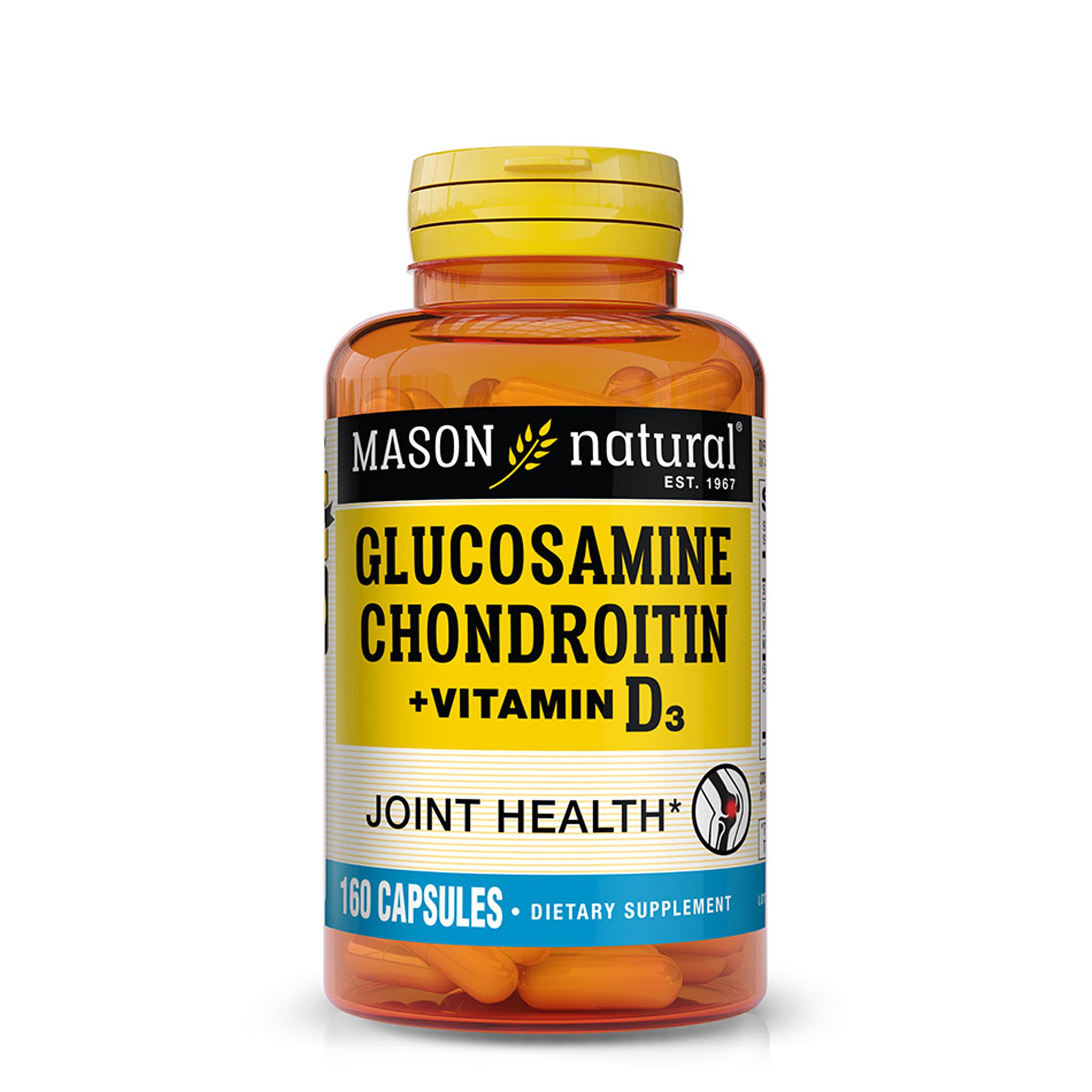 Глюкозамін, хондроїтин та вітамін D3, Mason Natural Glucosamine Chondroitin Plus Vitamin D3, 160 капсул