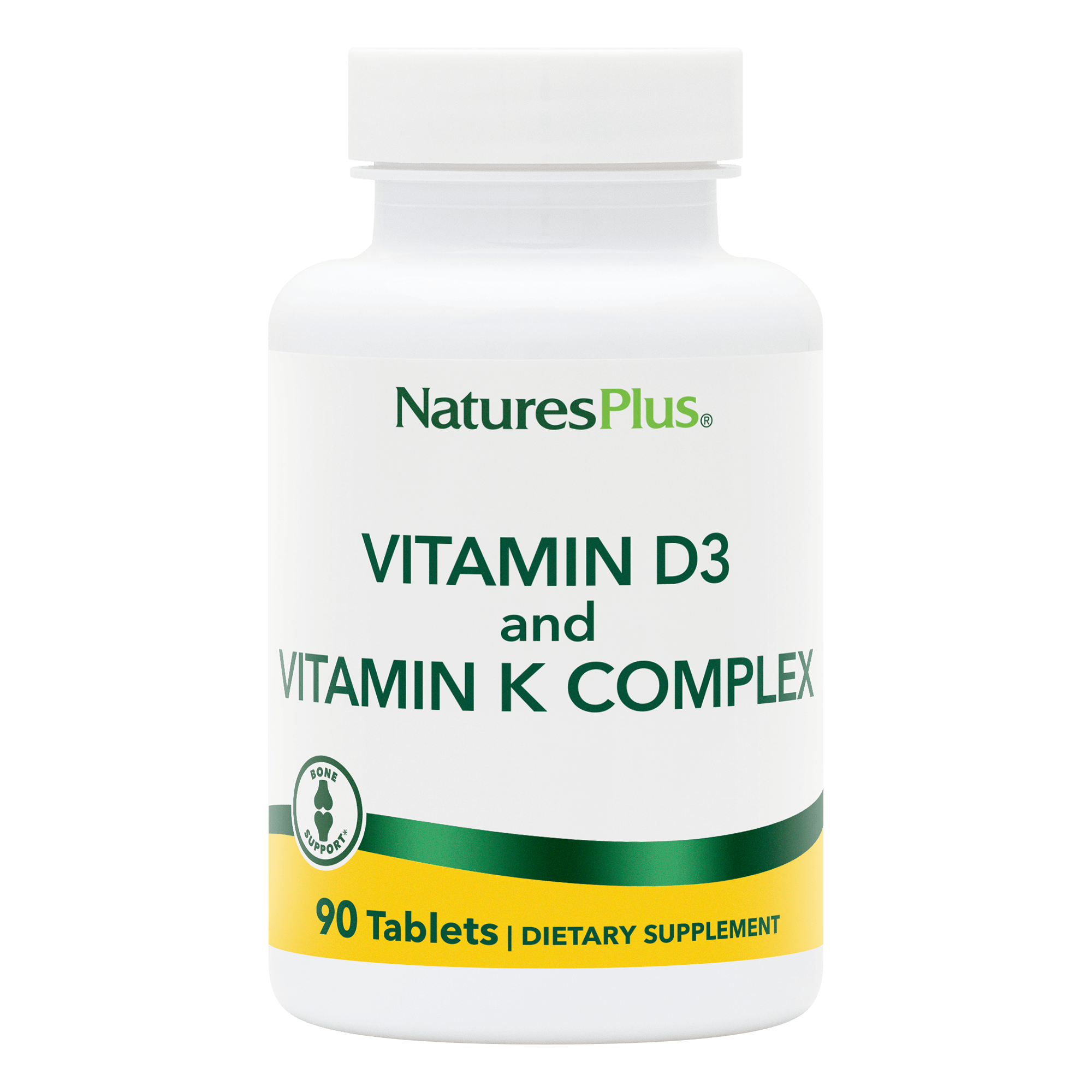 Вітаміни D3 та K2 для здоров'я кісток, Natures Plus Vit D3 K2, 2500 МО, 90 таблеток