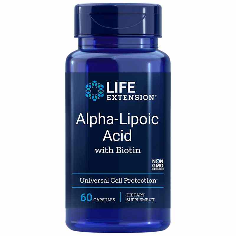 Альфа-ліпоєва кислота з біотином, Life Extension Alpha-Lipoic Acid with Biotin, 250 мг, 60 капсул
