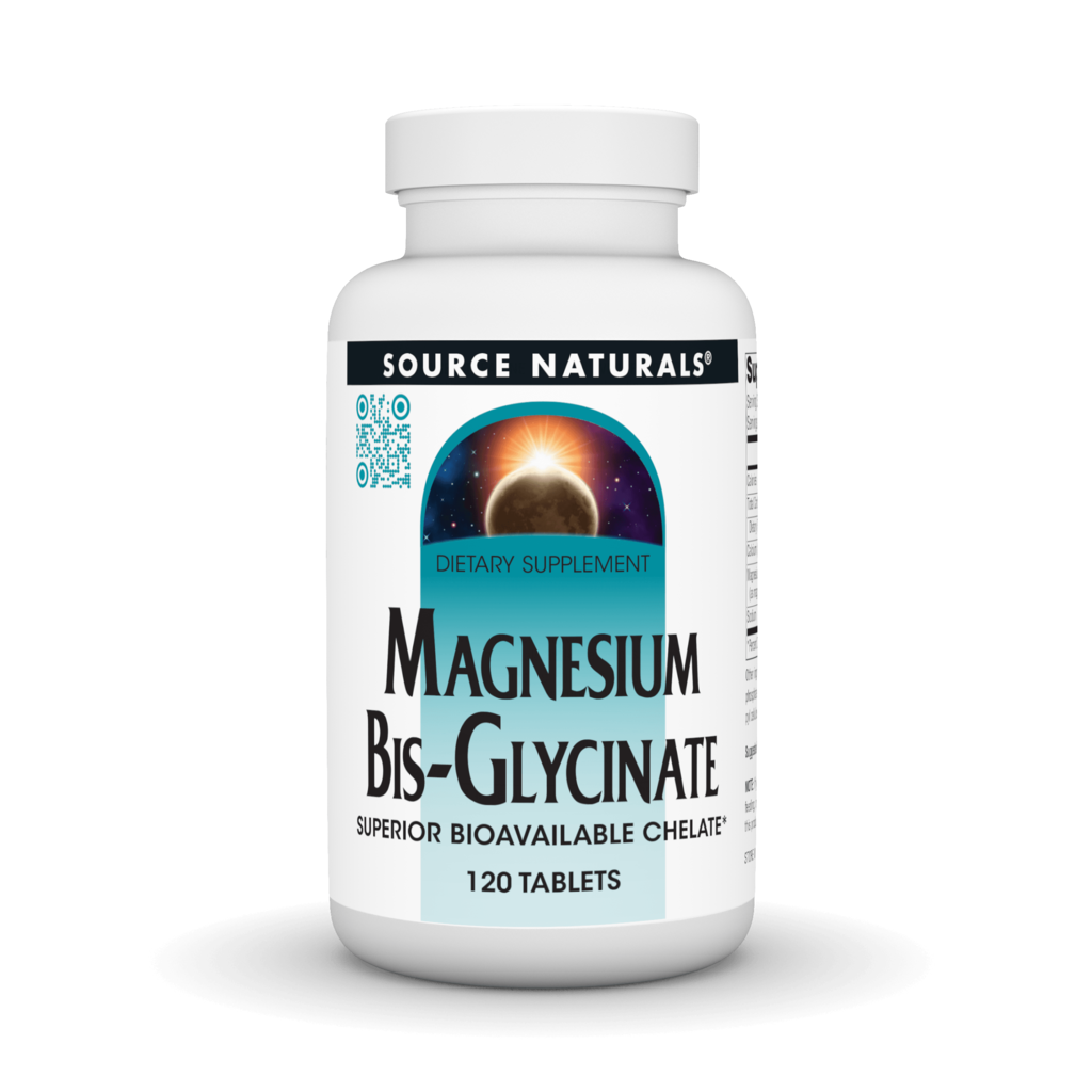Магній бісгліцинат, Source Naturals Magnesium Bis-Glycinate, 120 таблеток