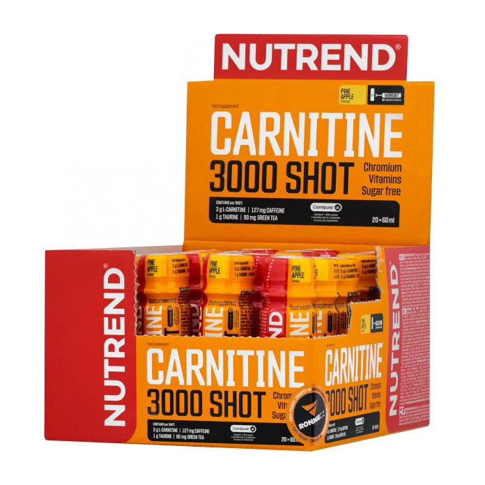L-карнітин для жироспалювання, Nutrend Carnitine 3000 Shot, 1200 мл (Ананас)