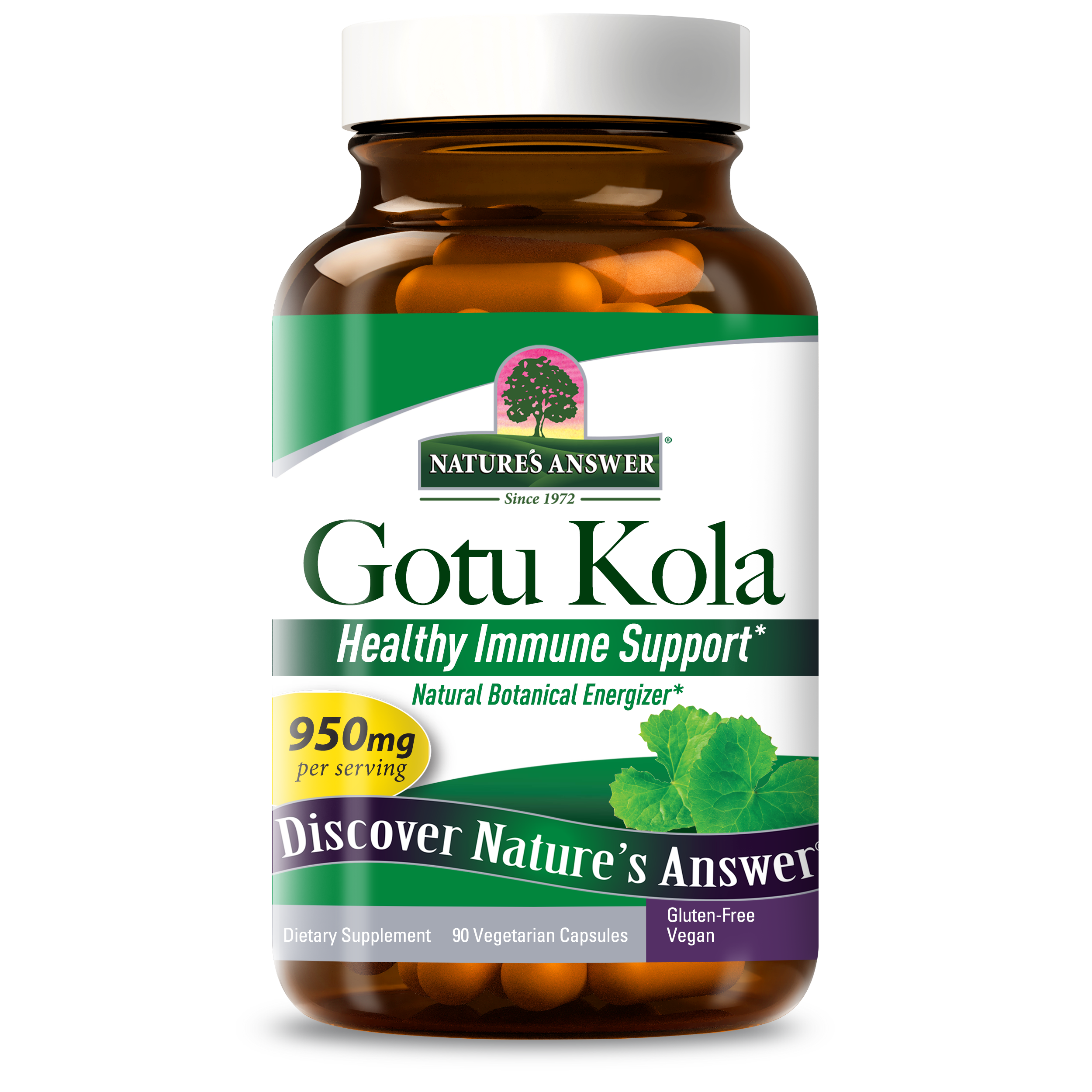 Готу кола, Nature's Answer Gotu Kola, 950 мг, 90 вегетаріанських капсул