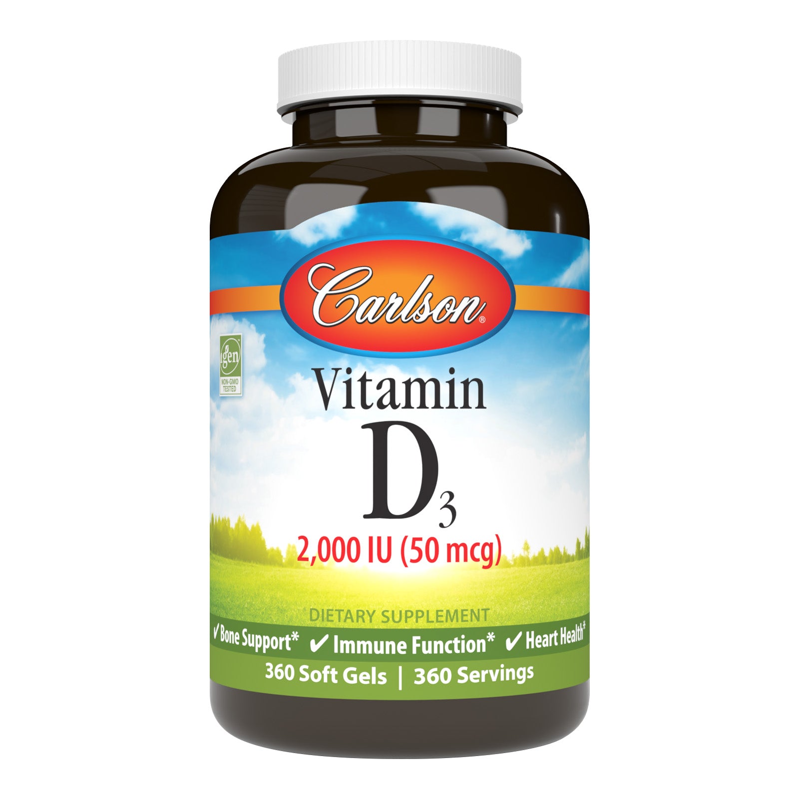 Вітамін D3, Carlson Labs Vitamin D3, 2000 МО, 360 м'яких капсул