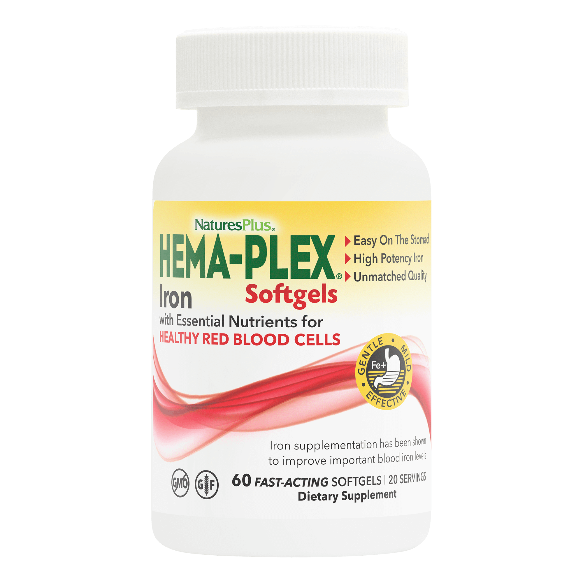 Вітамінно-мінеральний комплекс із залізом, Natures Plus Hema-Plex, 60 м'яких капсул
