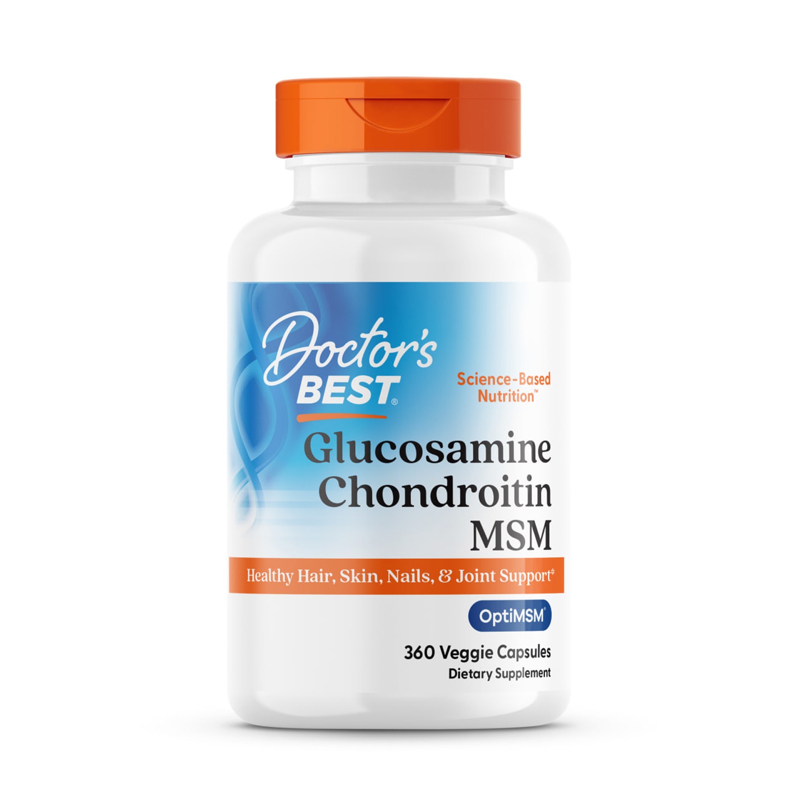 Глюкозамін хондроїтин МСМ, Doctor's Best Glucosamine Chondroitin MSM, 360 вегетаріанських капсул