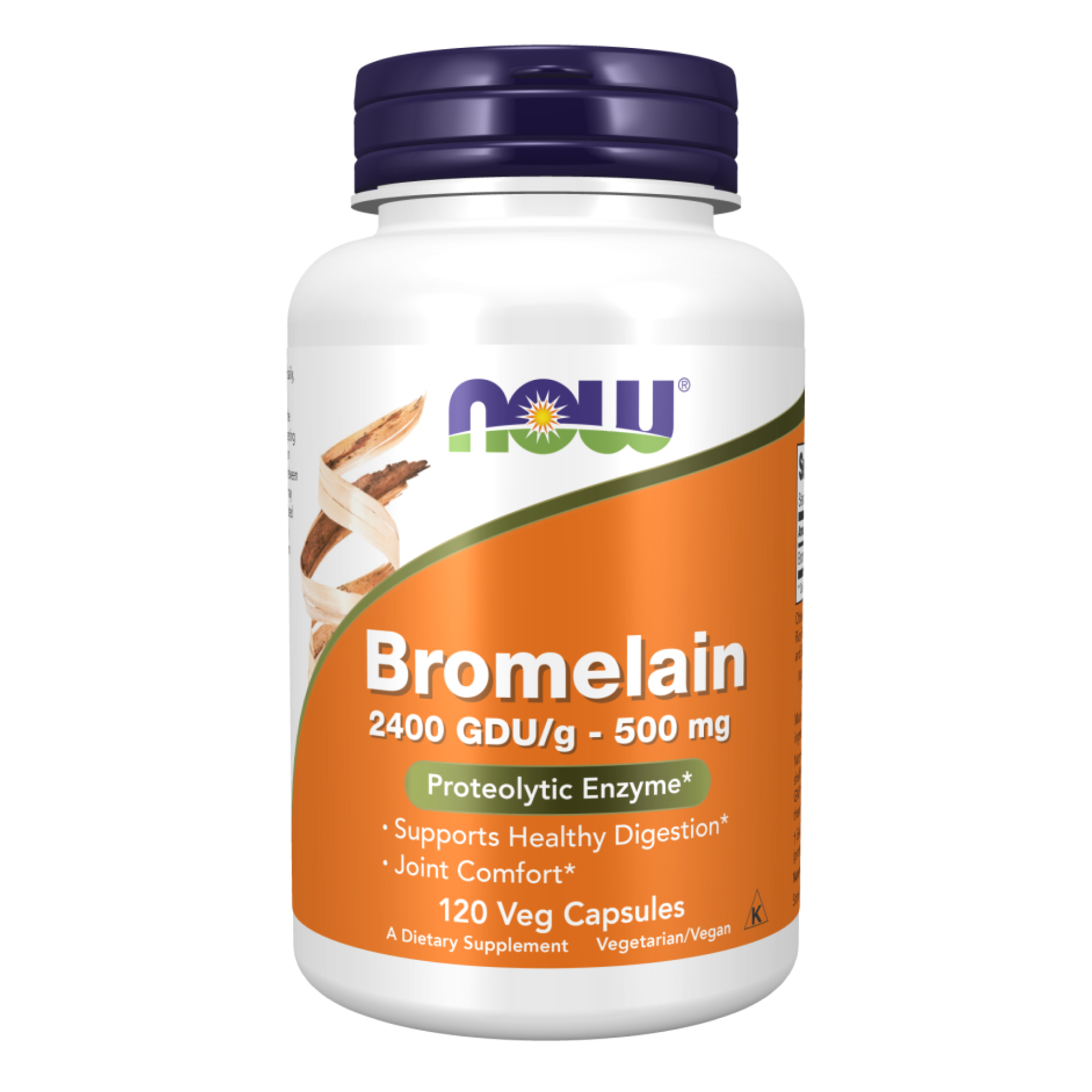 Бромелайн, Now Foods Bromelain, 500 мг, 120 вегетаріанських капсул