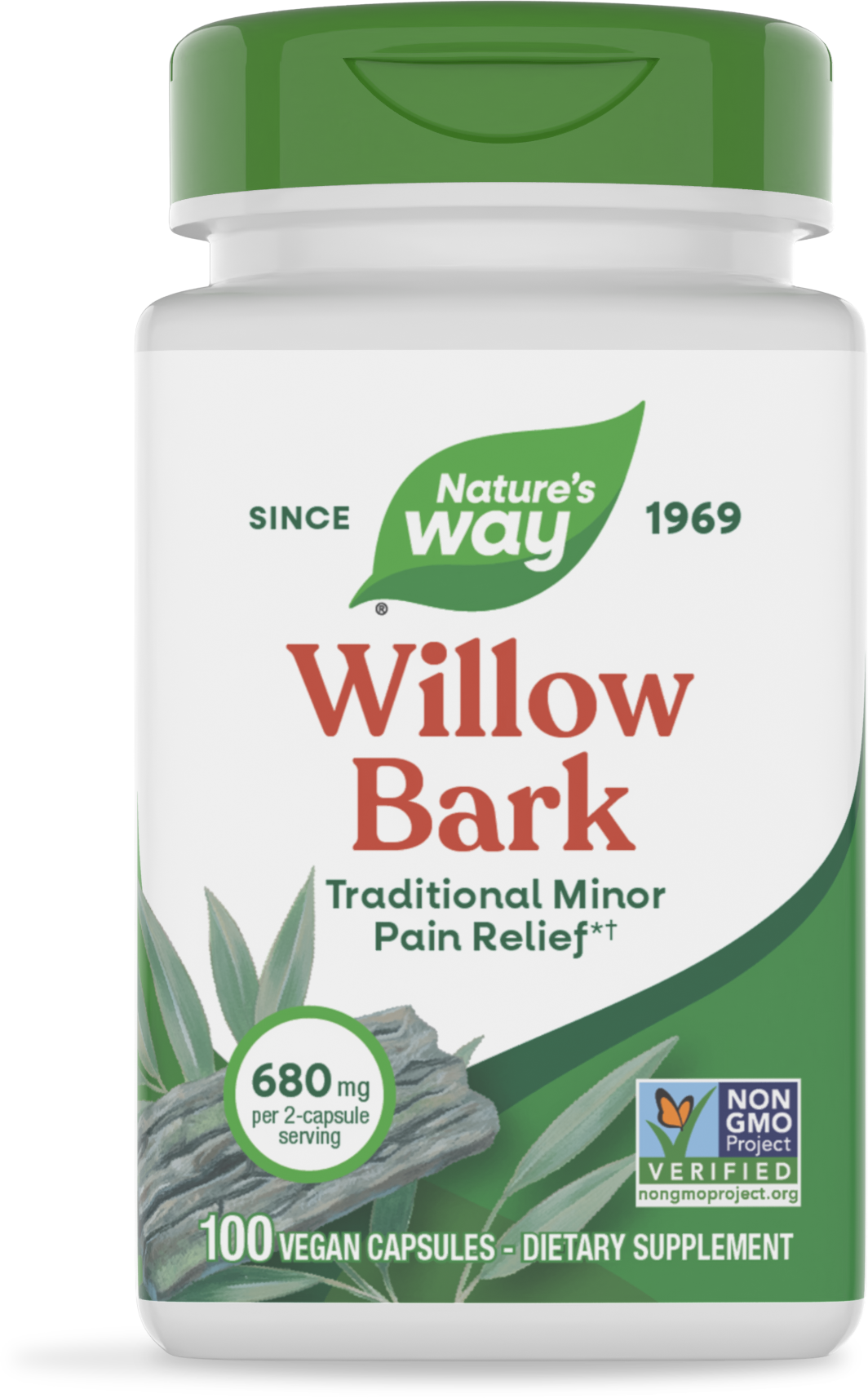 Кора білої верби, Nature's Way Willow Bark, 680 мг, 100 вегетаріанських капсул