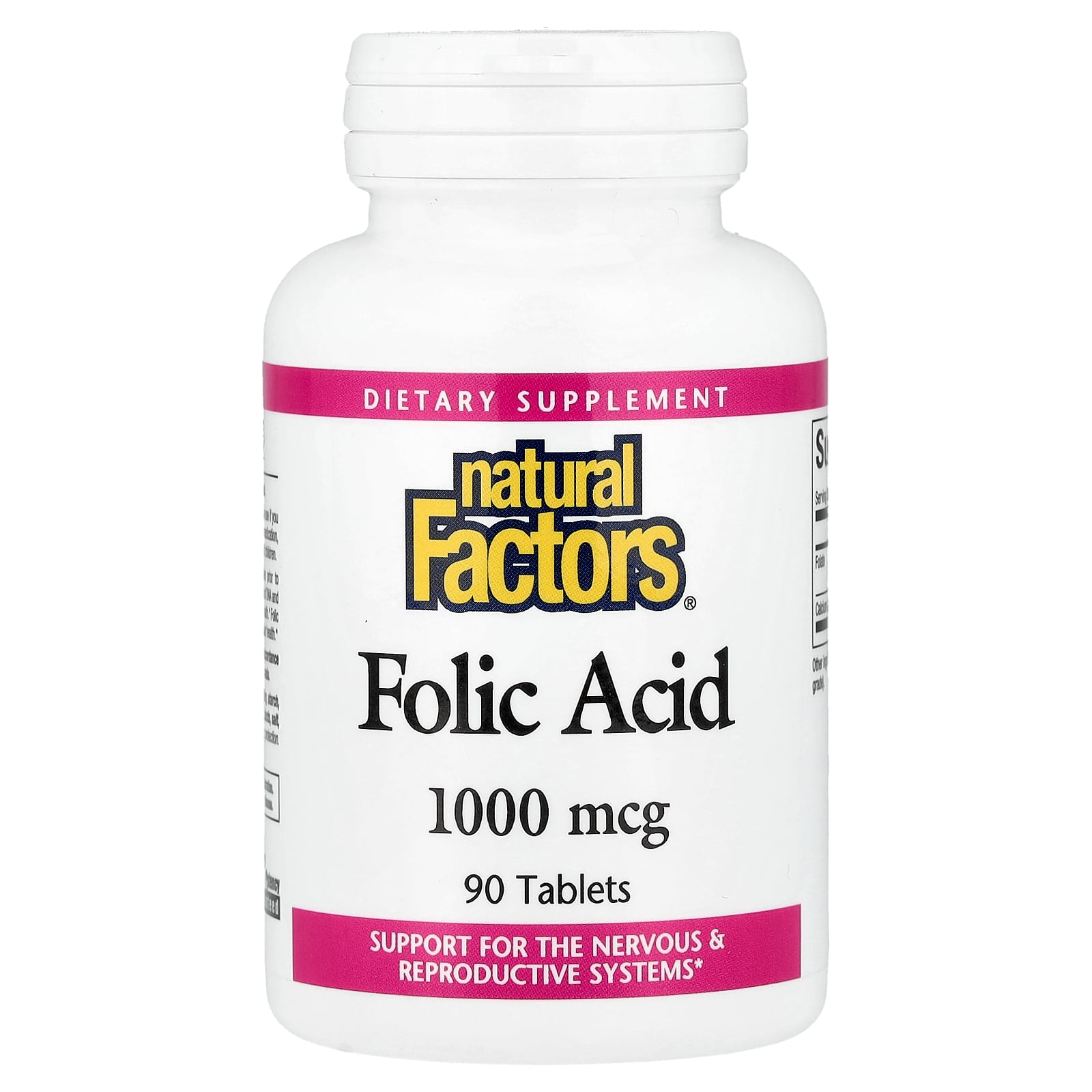 Фолієва кислота, Natural Factors Folic Acid, 1 мг, 90 таблеток