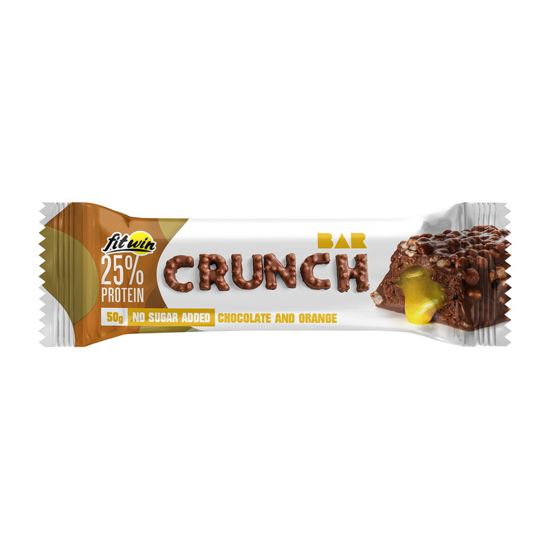 Протеїновий батончик, FitWin Crunch Bar No Sugar Added, 50 г (Шоколад, Апельсин)