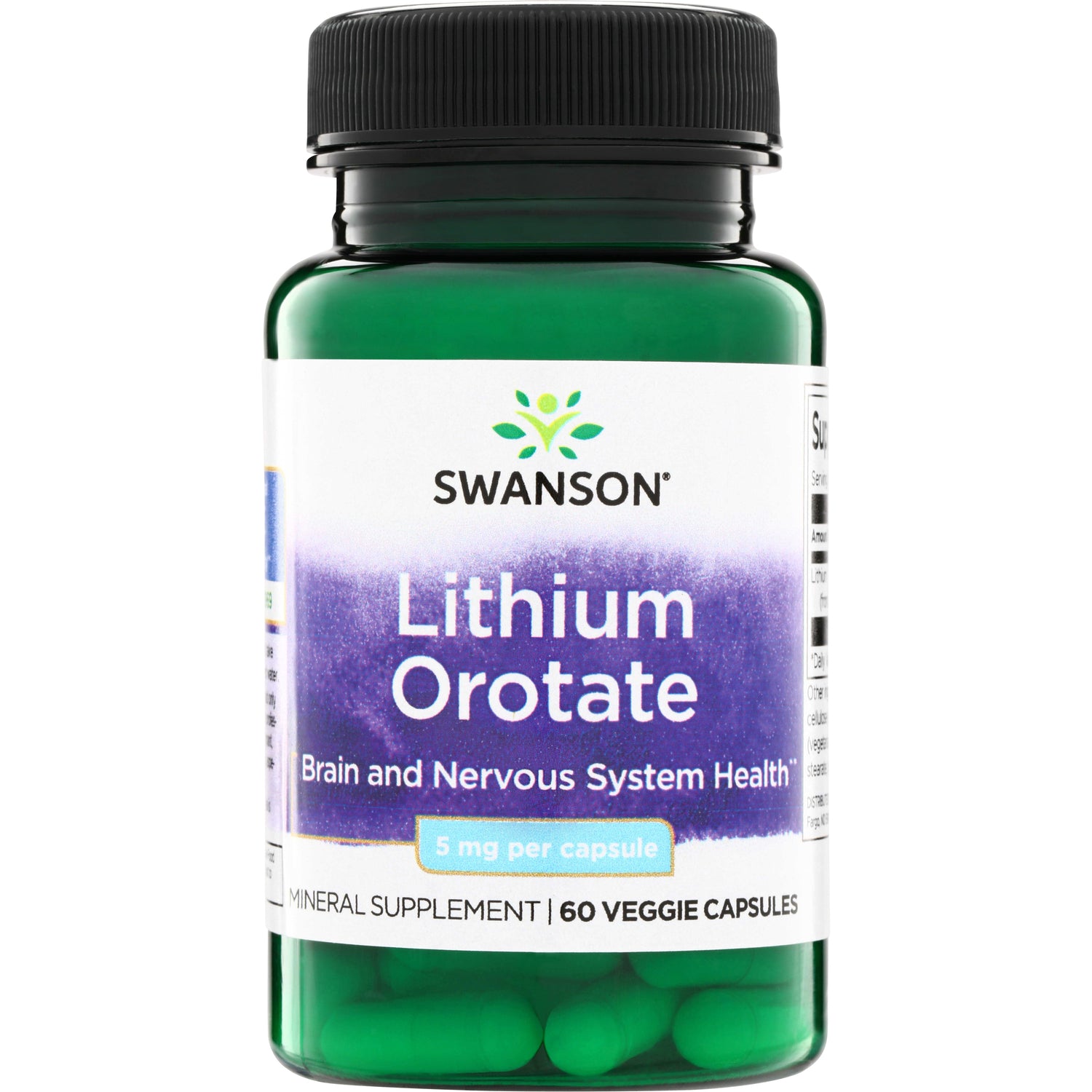 Літій оротат, Swanson Ultra Lithium Orotate, 5 мг, 60 вегетаріанських капсул
