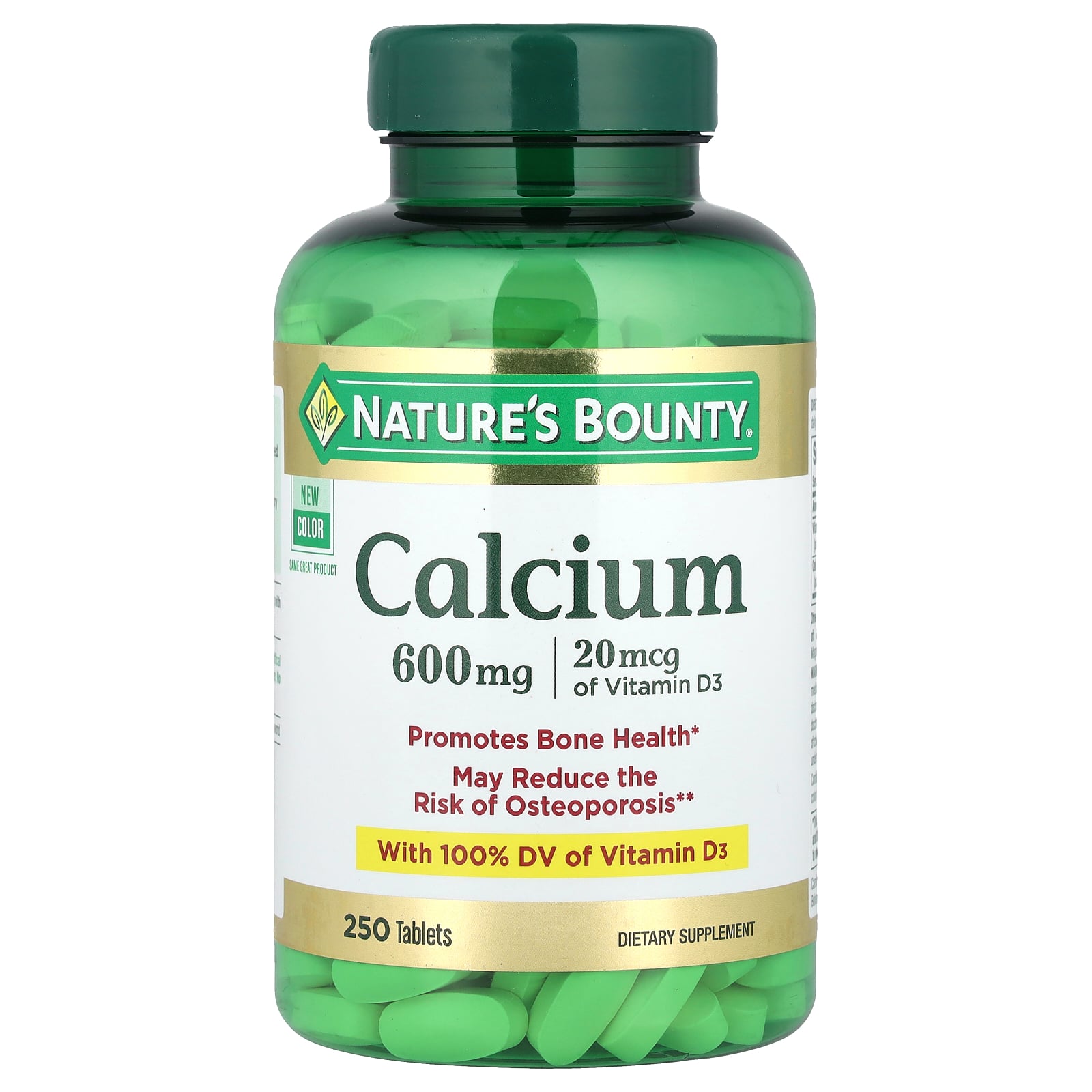 Кальцій та Вітамін D3, Nature's Bounty Calcium 600 with Vitamin D3, 800 МО, 250 таблеток