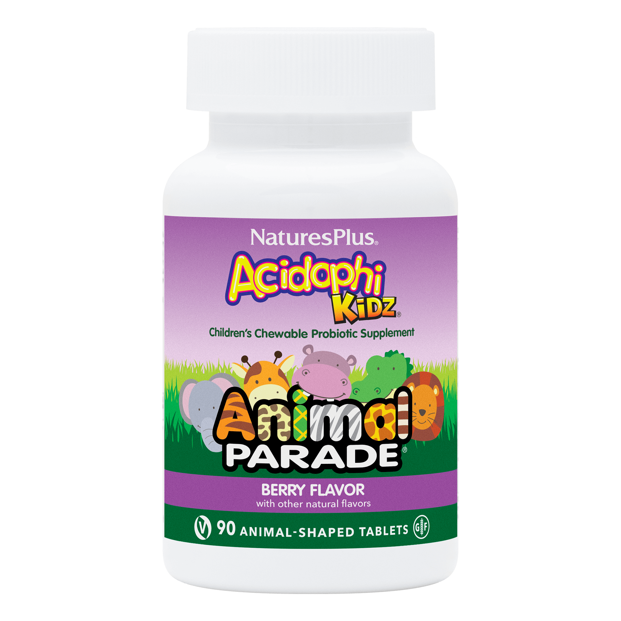 Пробіотики для дітей, Natures Plus AcidophiKidz, 90 жувальних таблеток (Вишня)