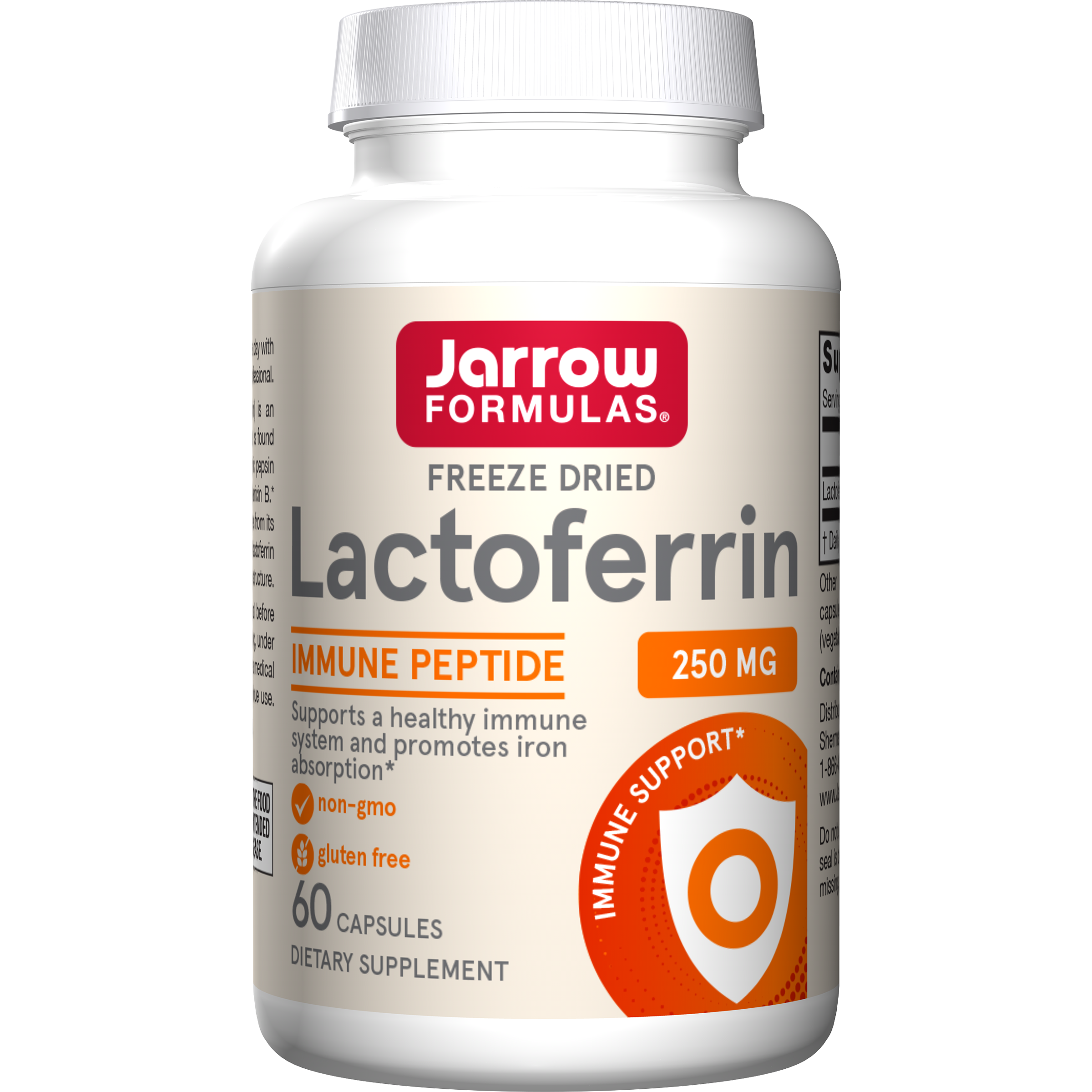Лактоферин, Jarrow Formulas Lactoferrin, 250 мг, 60 капсул
