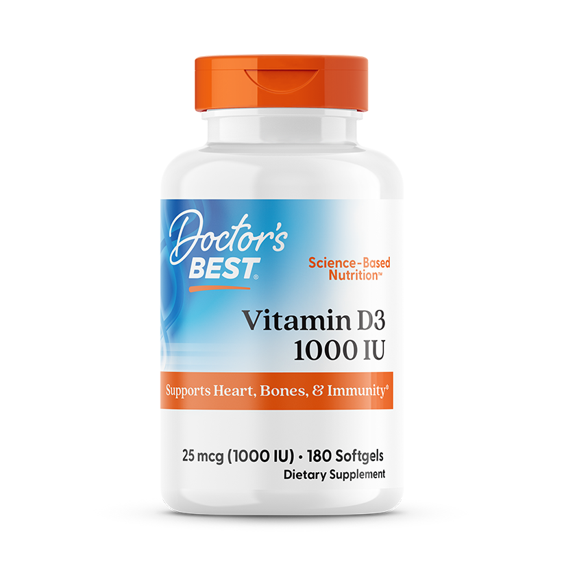 Вітамін D3, Doctor's Best Vitamin D3, 1000 МО, 180 м'яких капсул