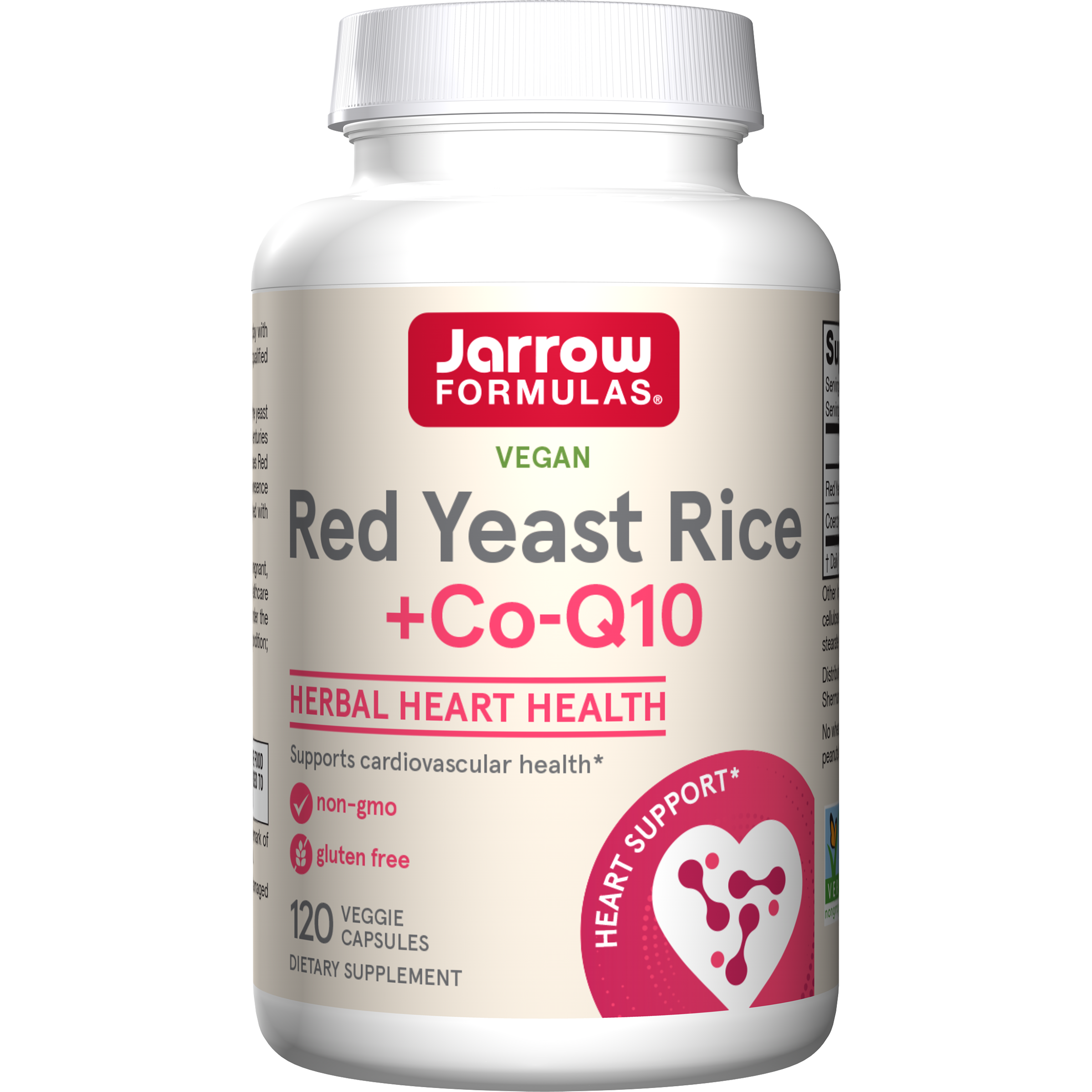 Червоний дріжджовий рис з коензимом Q10, Jarrow Formulas Vegan Red Yeast Rice + Co-Q10, 120 вегетаріанських капсул