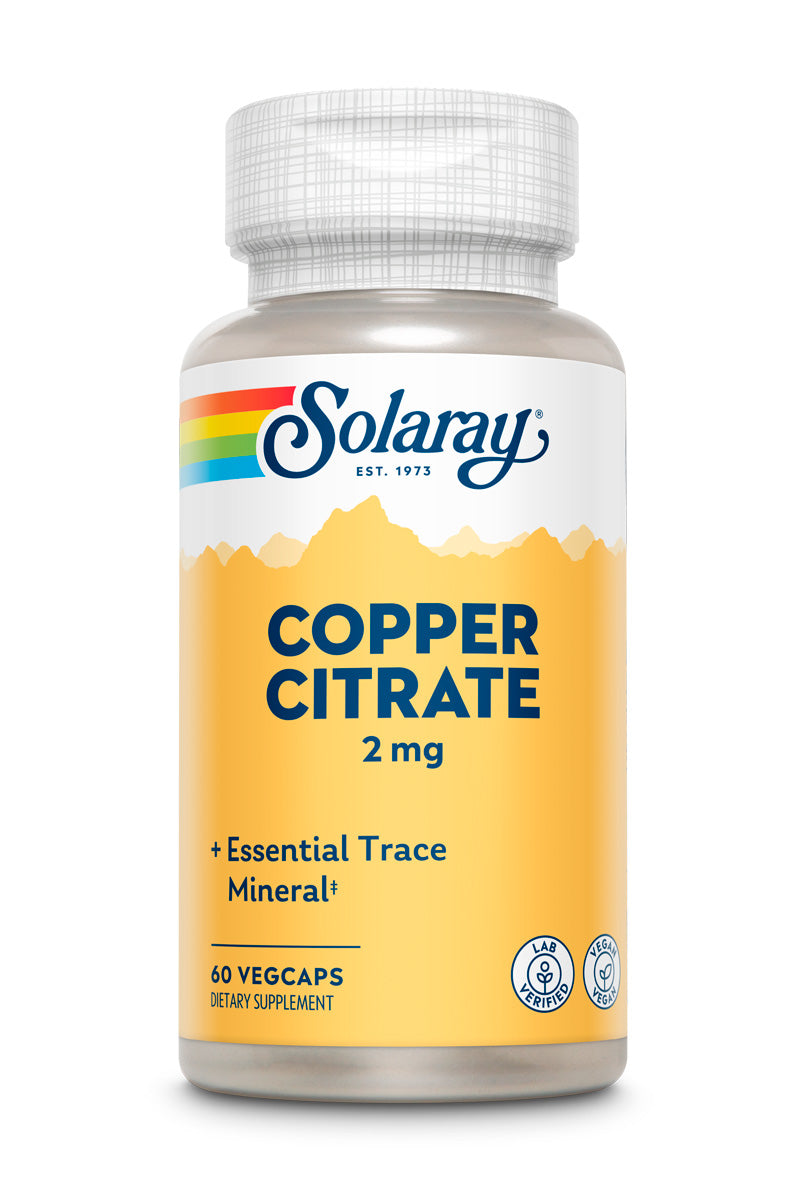 Мідь цитрат, Solaray Copper Citrate, 2 мг, 60 вегетаріанських капсул