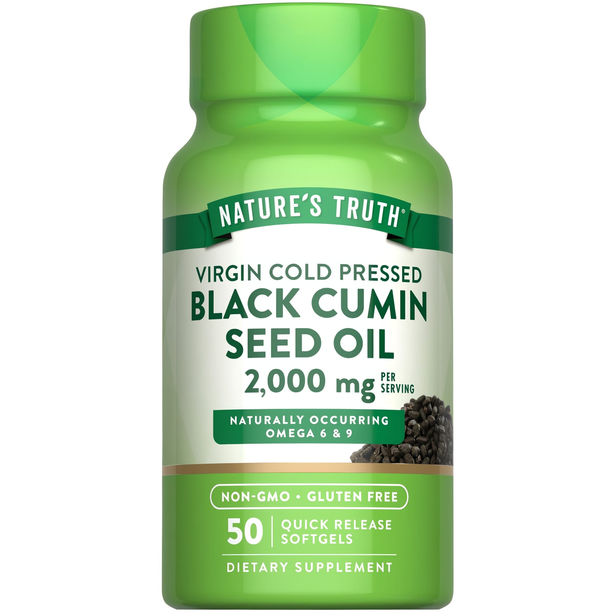 Олія насіння чорного кмину, Black Cumin Seed Oil, Nature's Truth, зі швидким вивільненням, 2000 мг, 50 капсул (1000 мг у кожній капсулі)