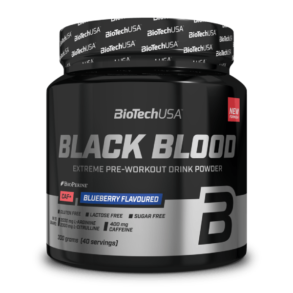 Предтренировочный комплекс, BioTech Black Blood CAF+, 300 г (Черника)