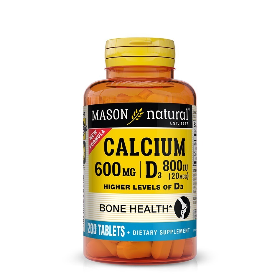 Кальцій з вітаміном D3, Mason Natural Calcium 600 mg with Vitamin D3 800 IU, 200 таблеток