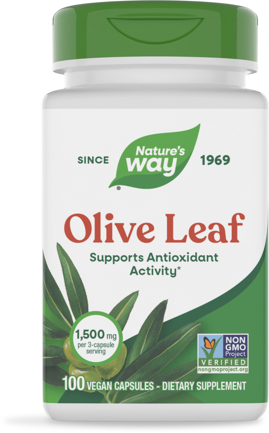 Листя оливи, Nature's Way Olive Leaf, 500 мг, 100 вегетаріанських капсул