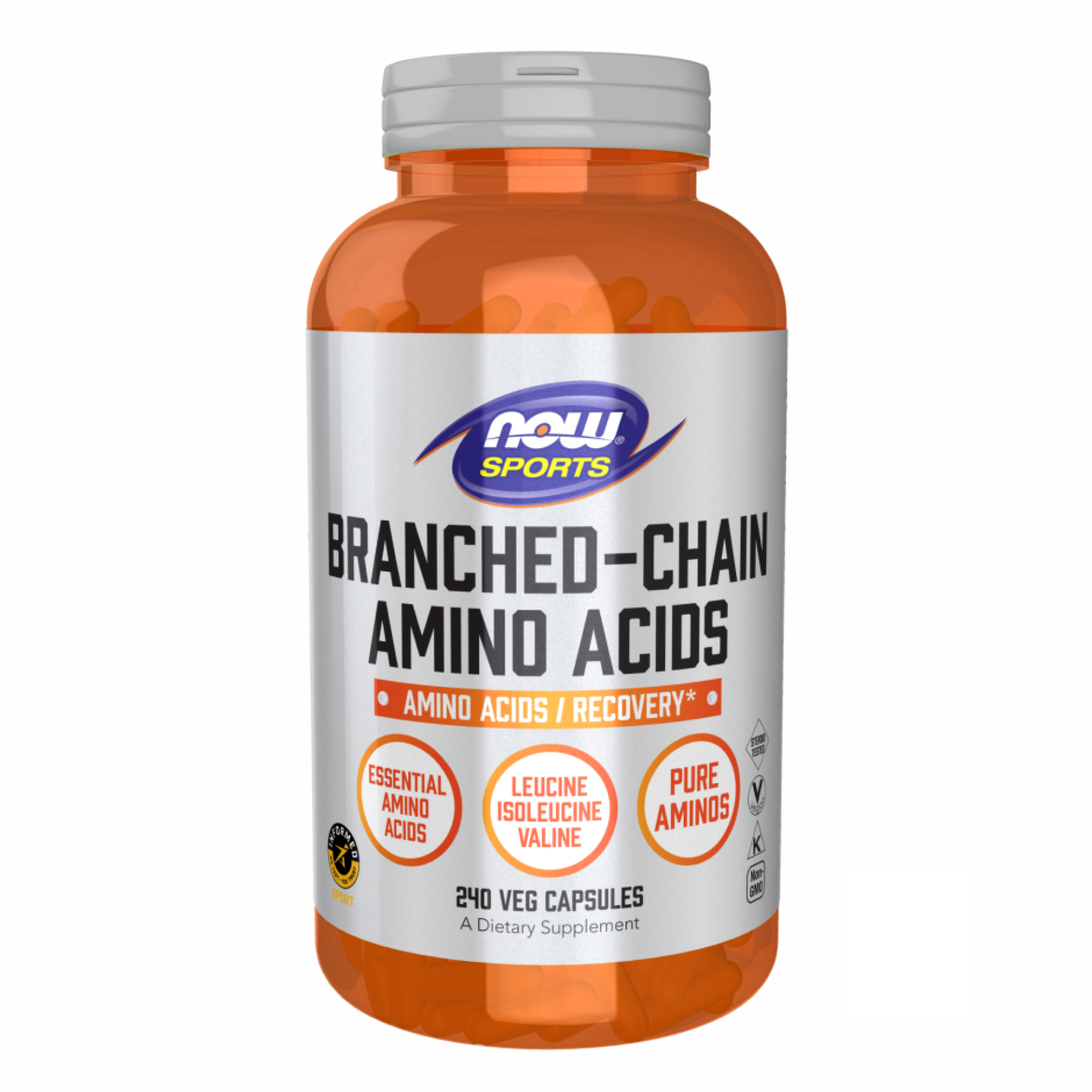 Амінокислоти BCAA, Now Foods Branched-Chain Amino Acids, 240 вегетаріанських капсул