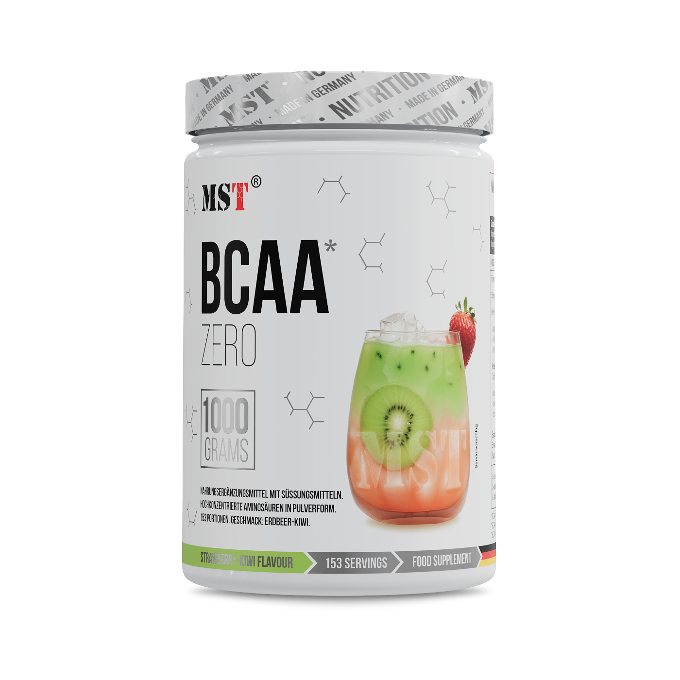 BCAA амінокислоти, MST BCAA zero, 1000 г (Полуниця-ківі)